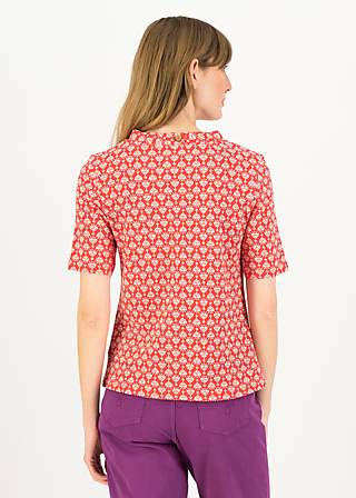 Top Tiny Sixties Crew, vintage red flower tapestry, Tops, Red