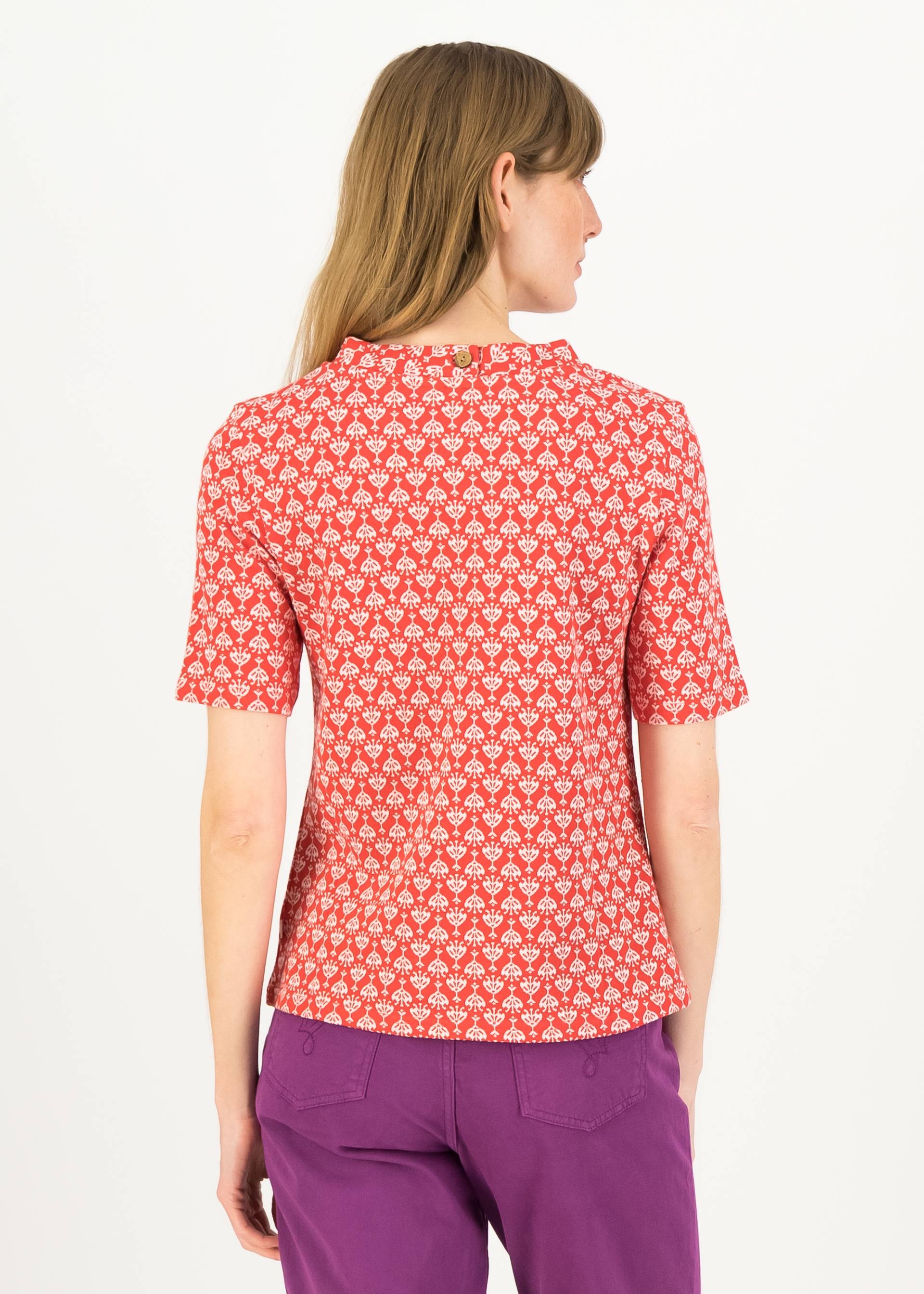 Top Tiny Sixties Crew, vintage red flower tapestry, Tops, Red