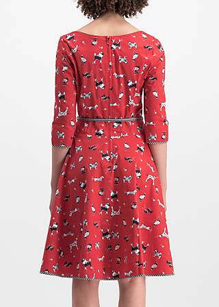 Cotton Dress swing a bow, street dogs, Dresses, Red