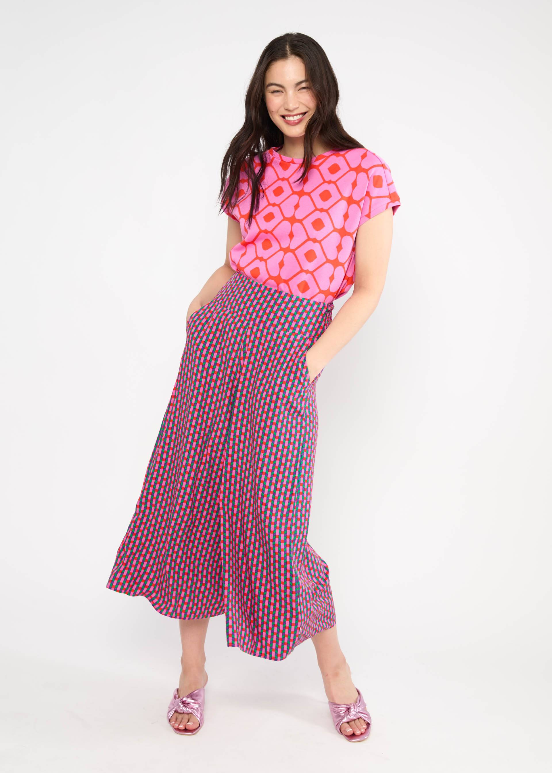Culottes In Full Bloom, interlaced colors, Trousers, Purple