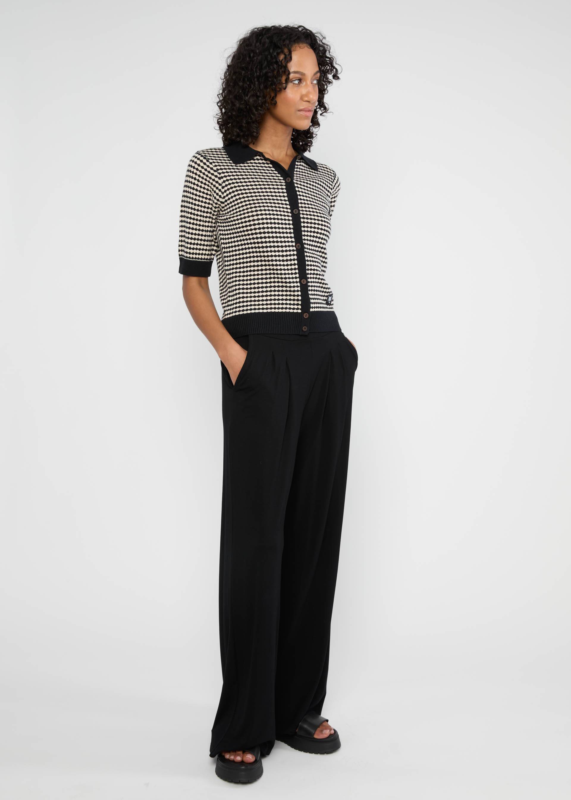 Shirt Petite Poloette, mixed dots black white, Cardigans, Schwarz