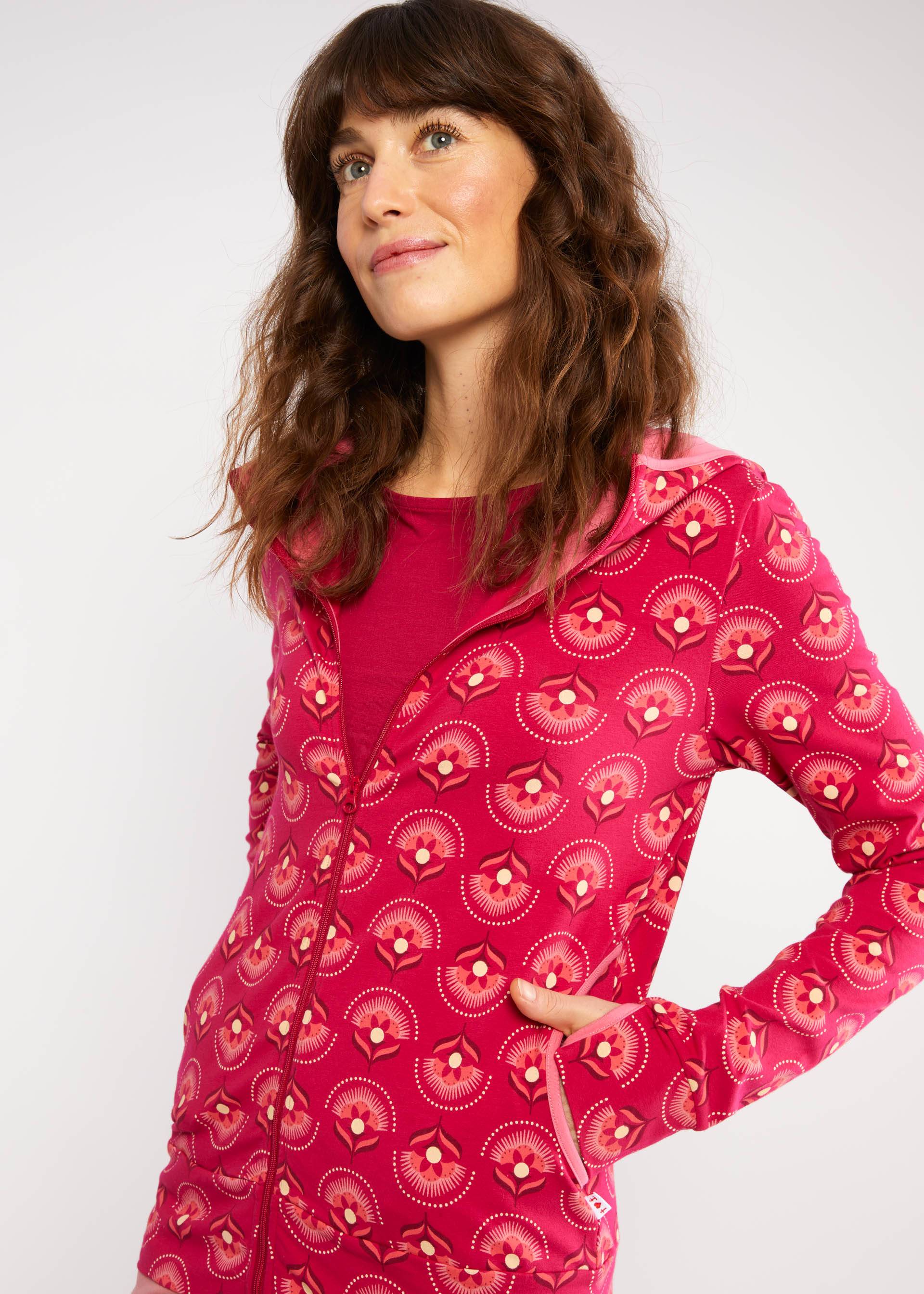 Zip-up Hoodie Scuba Duba Zip up, delightful flower dance, Sweatshirts & Hoodies, Red