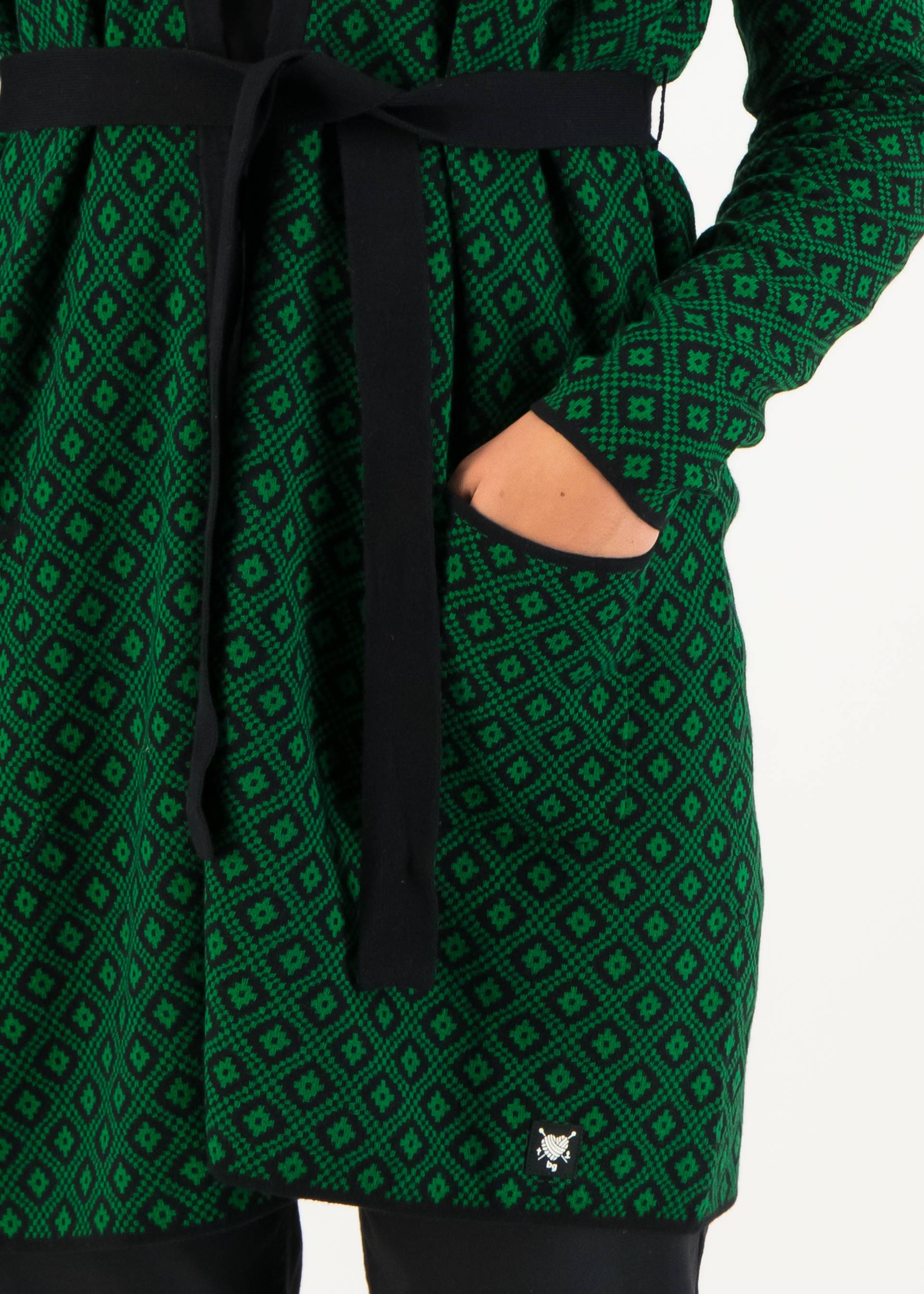 Lange Strickjacke Rendez-vous with Myself, promenade en foret, Strickpullover & Cardigans, Gr&uuml;n