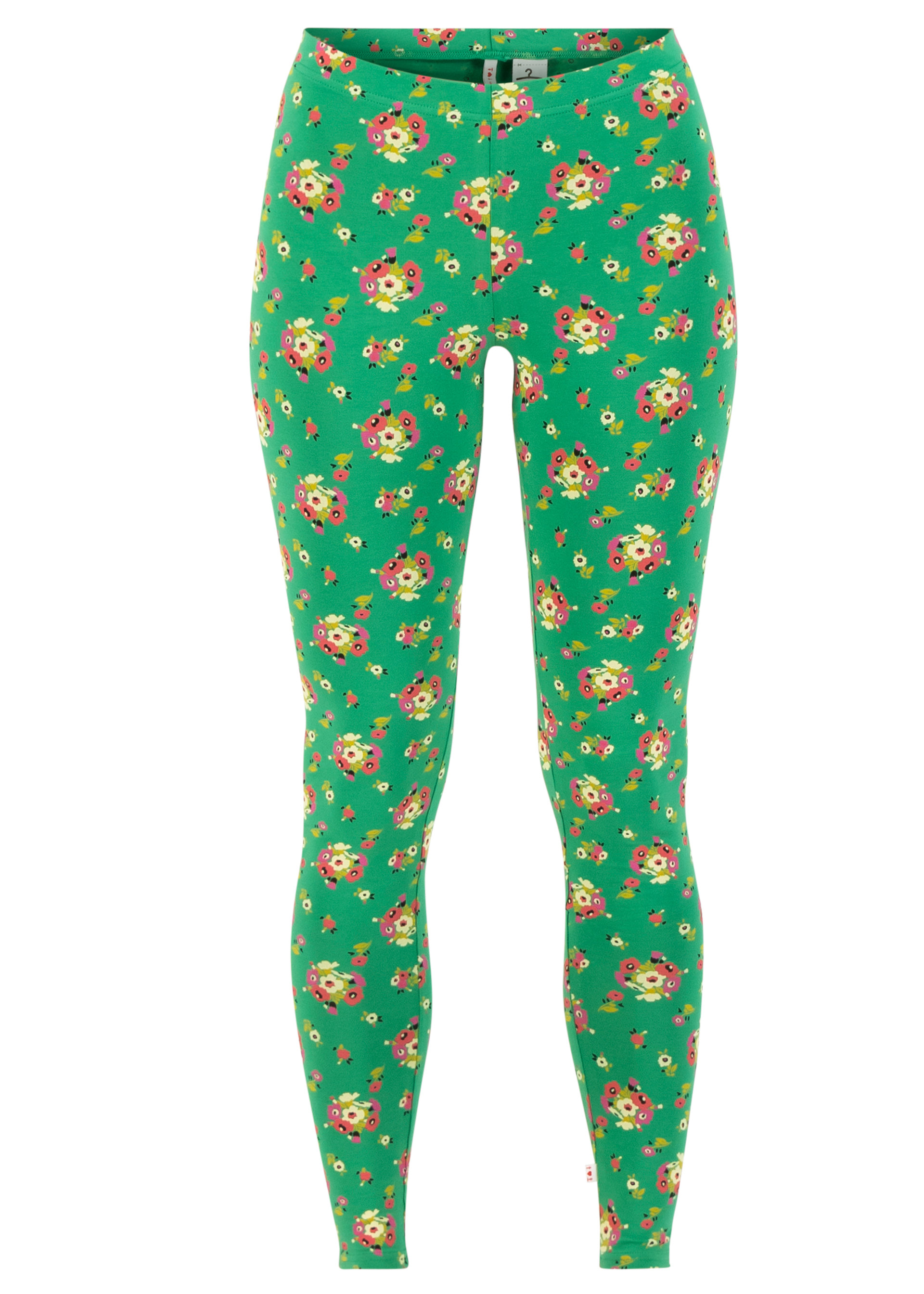 Cotton Leggings who let the fox out, jungle flowers, Leggings, Green