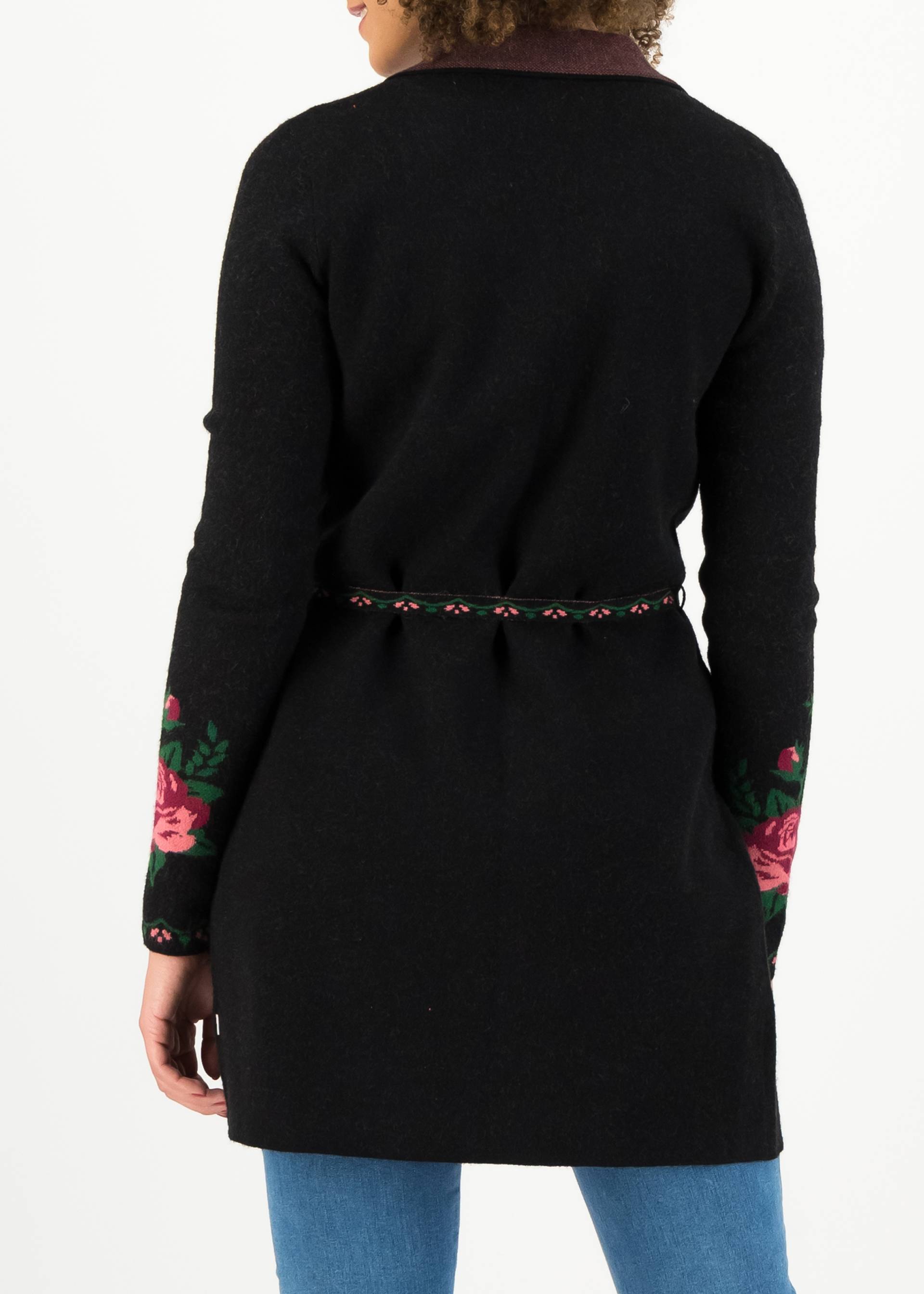 Lange Strickjacke gone with the mind, midnight roses, Strickpullover & Cardigans, Schwarz
