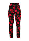 High Waist Trousers non smoking, ornate roses, Trousers, Black