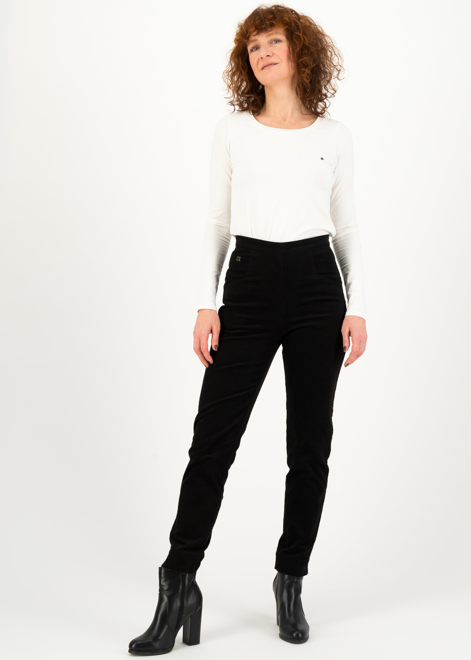 High-Waist-Hose non smoking, vamp in velvet, Hosen, Schwarz