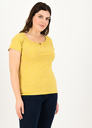 logo stripe heart t-shirt, yellow tiny stripe, Shirts, Yellow