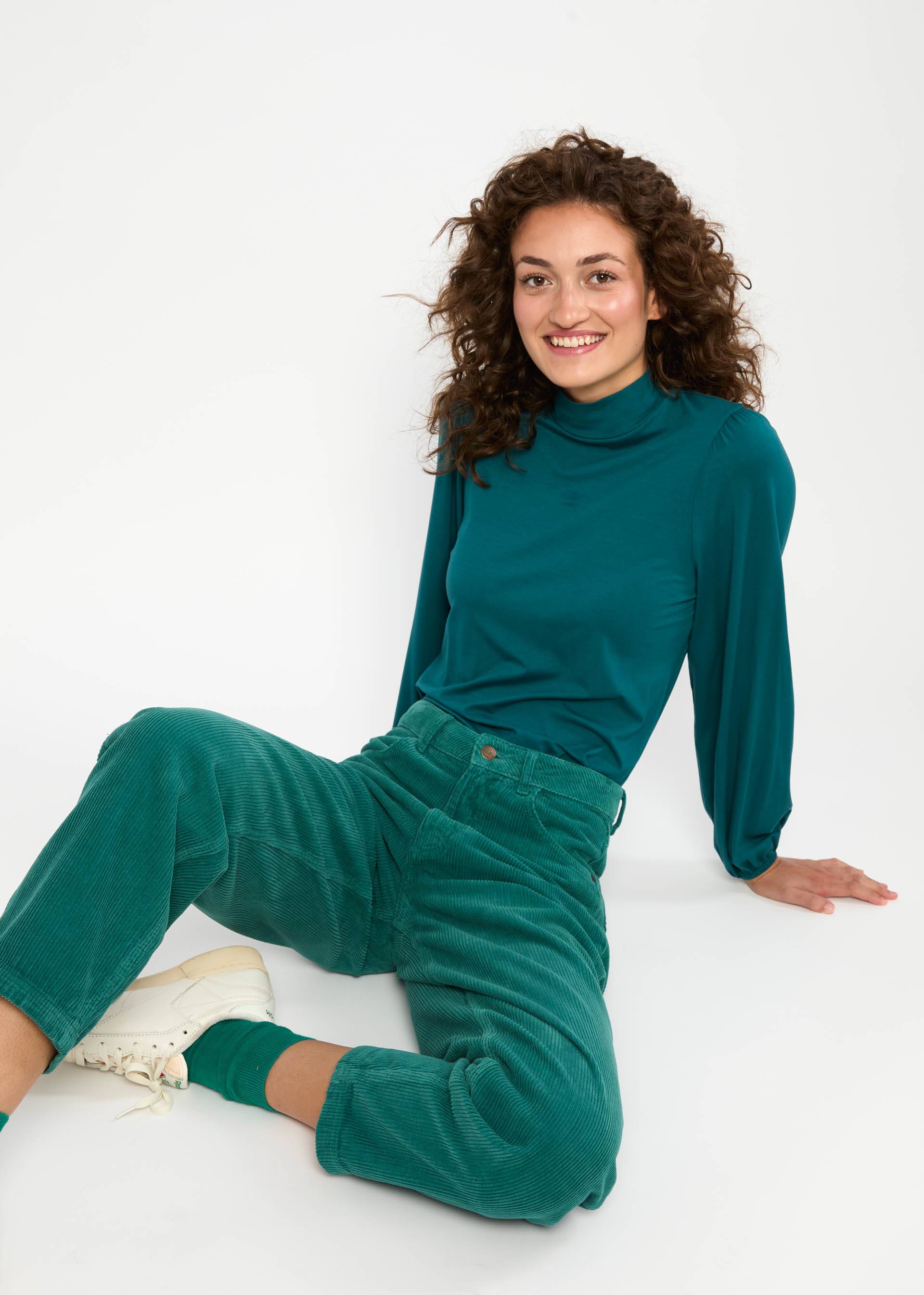Cordhose High Waist Olotte, atlantic teal corduroy, Hosen, Blau