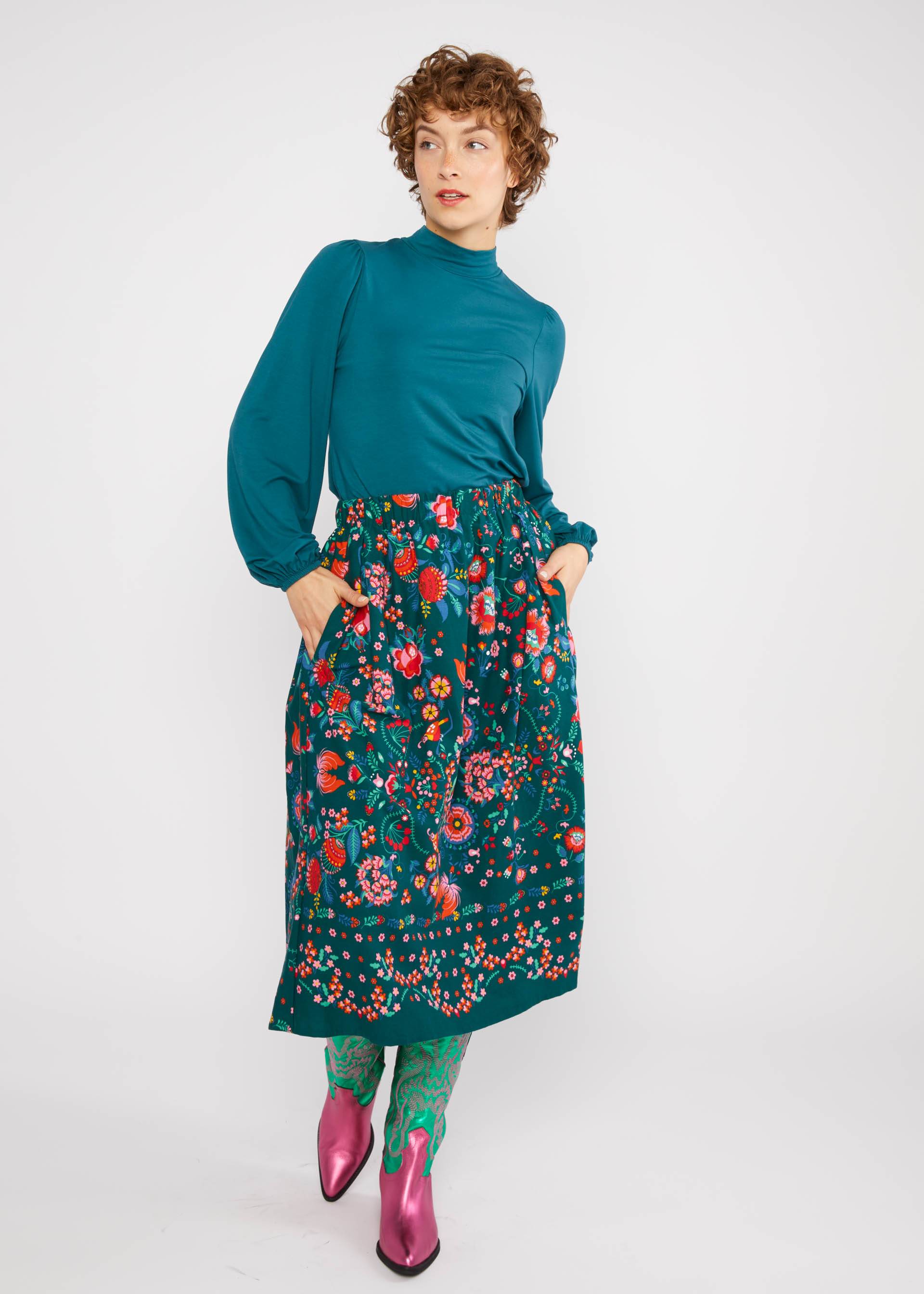 Midi Skirt Swing Around the Clock, romantic mountain garden, Skirts, Green