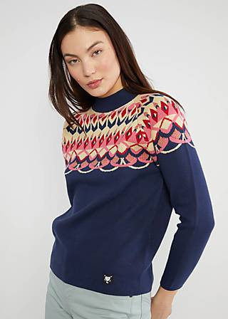 Knitted Jumper Cold Day Warm Heart, nostalgic island knit blue, Knitted Jumpers, Blue