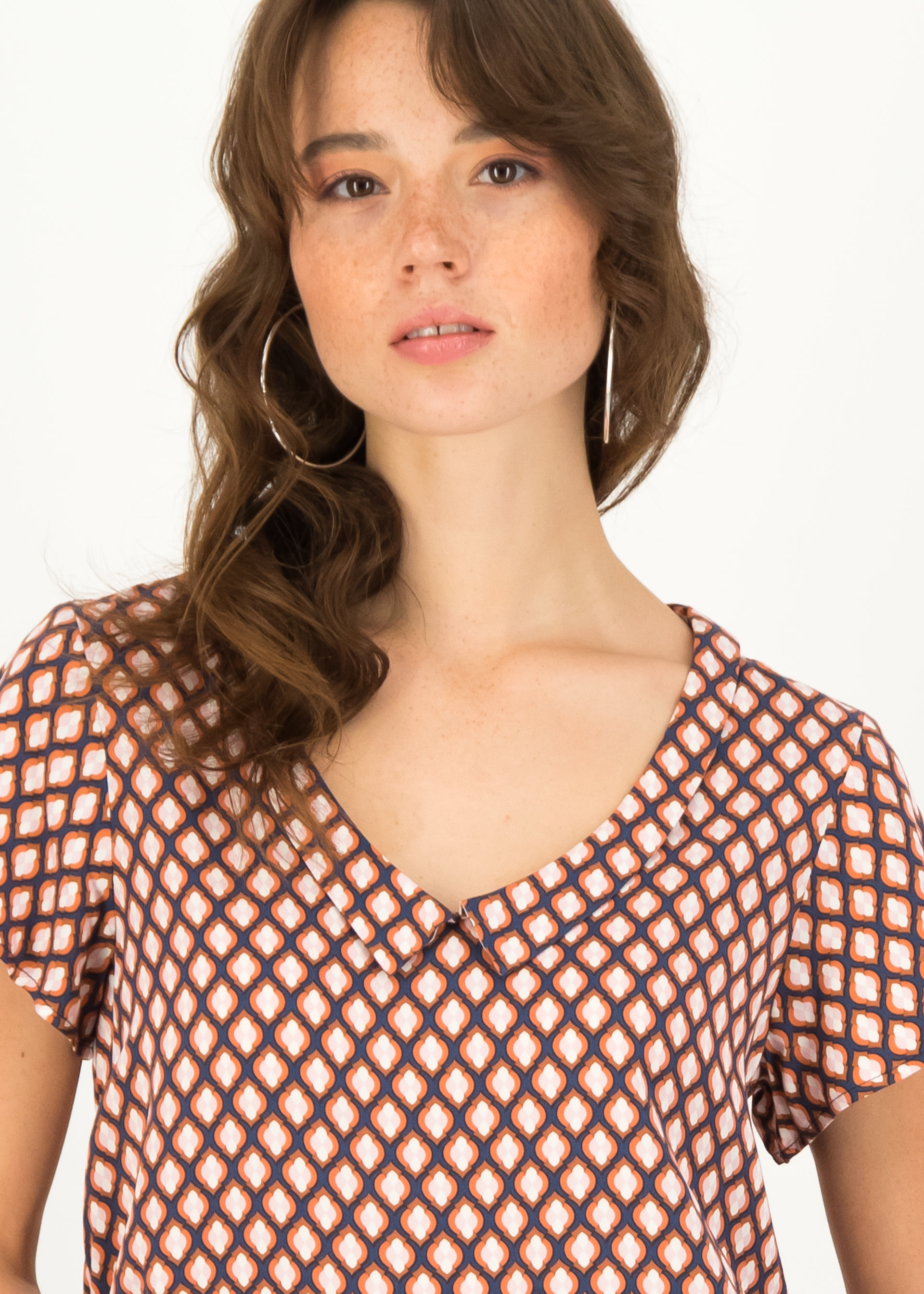 Short sleeve blouse feed the birds, om shanti, Blouses & Tunics, Blue