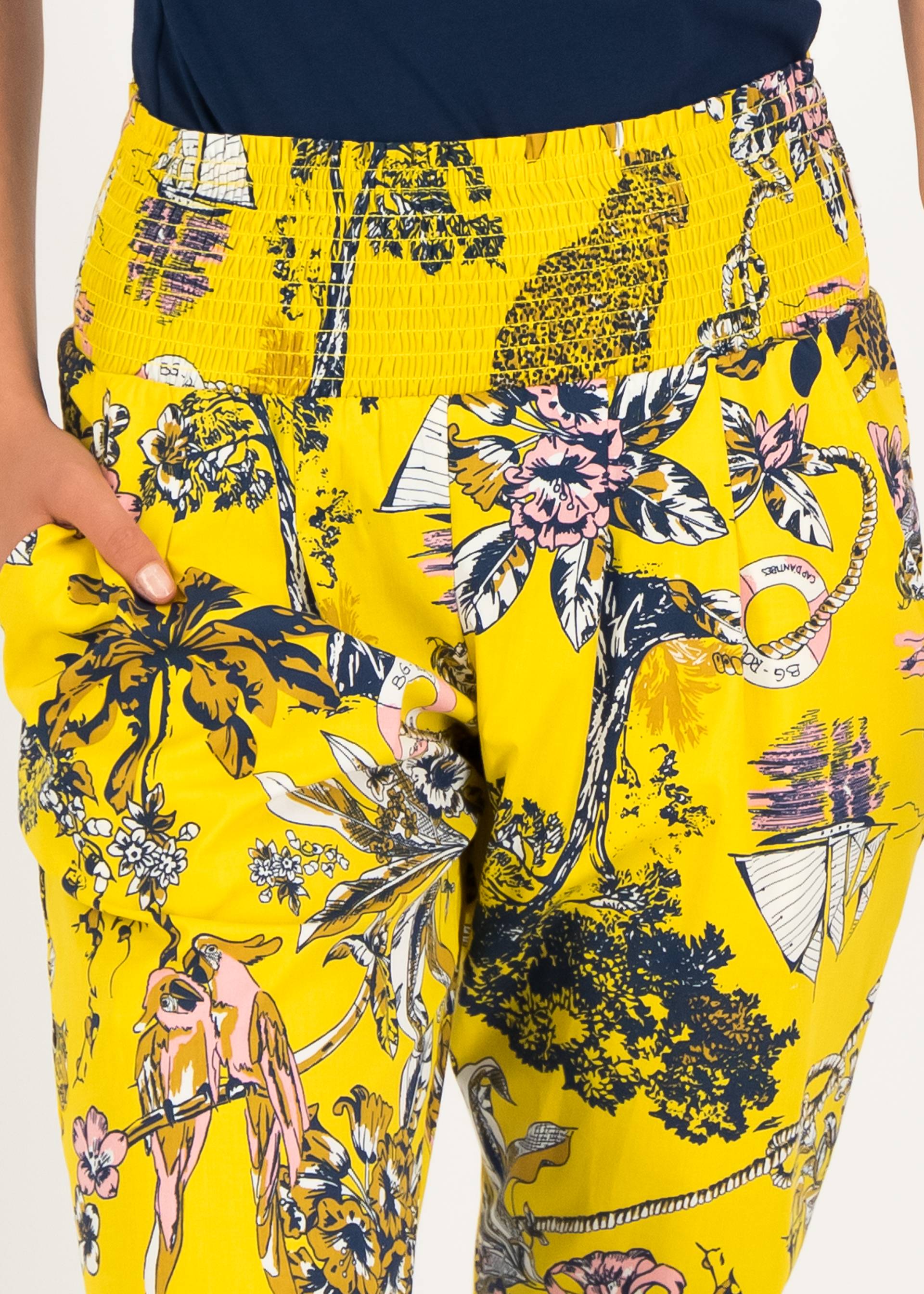 Sommerhose Madame Chouchou, royal &agrave; bord, Hosen, Gelb