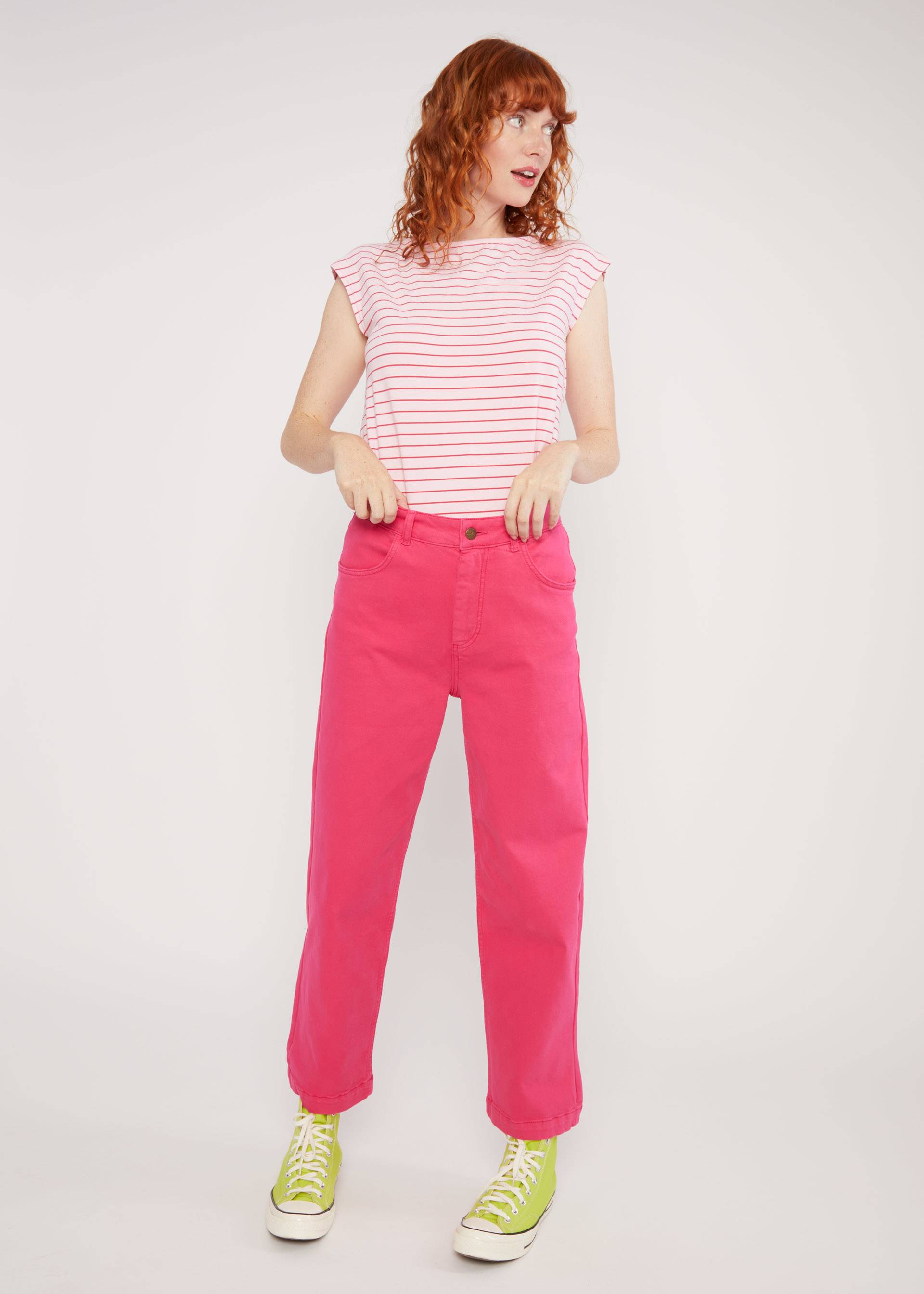 Hose High Waist Olotte Remade, curious peacock, Hosen, Rosa