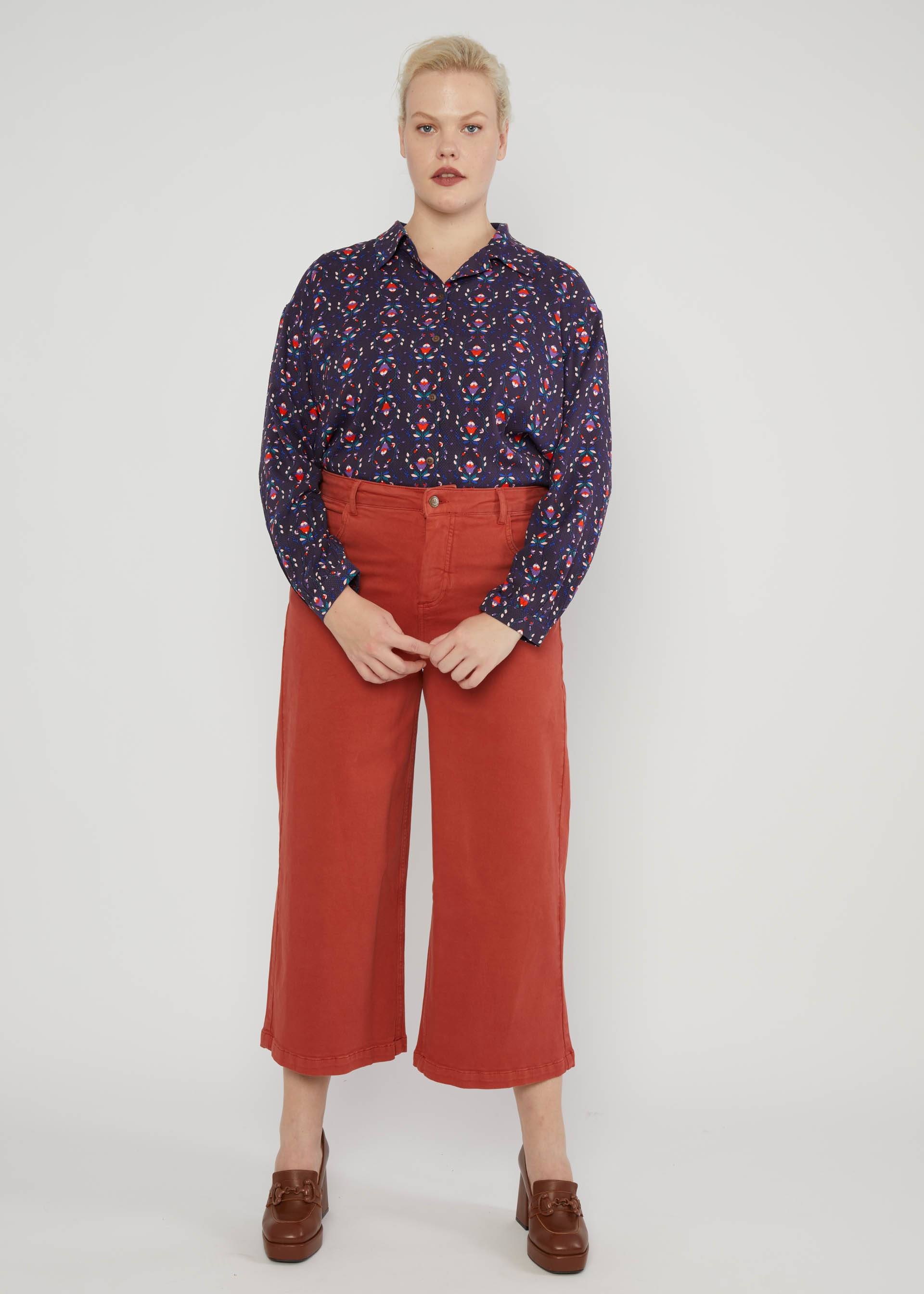 Hemdbluse Kn&ouml;pfchenliebe, braided flower, Blusen & Tuniken, Lila