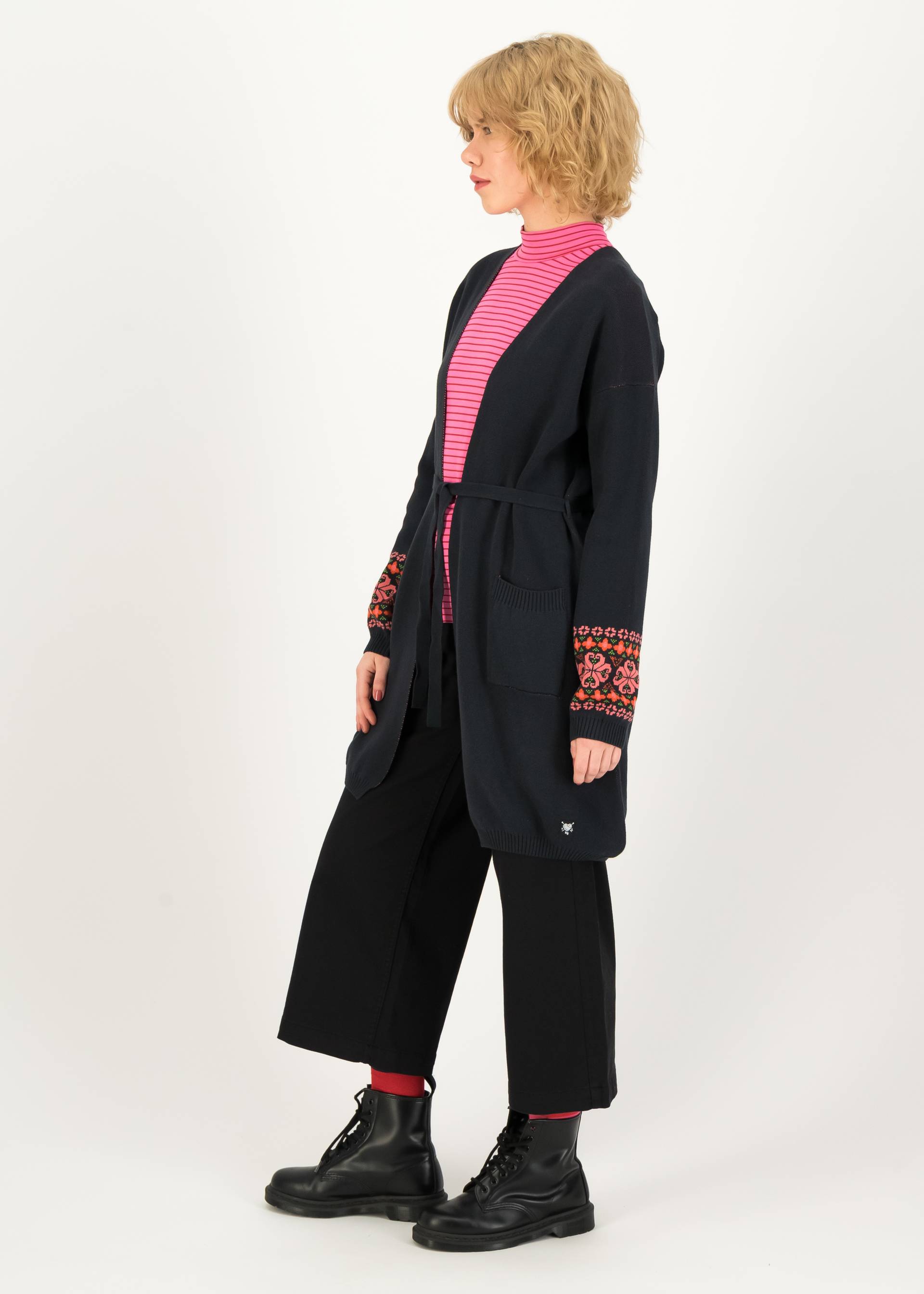 Long Cardigan Nordic Wrapper, classic black knit, Knitted Jumpers & Cardigans, Black