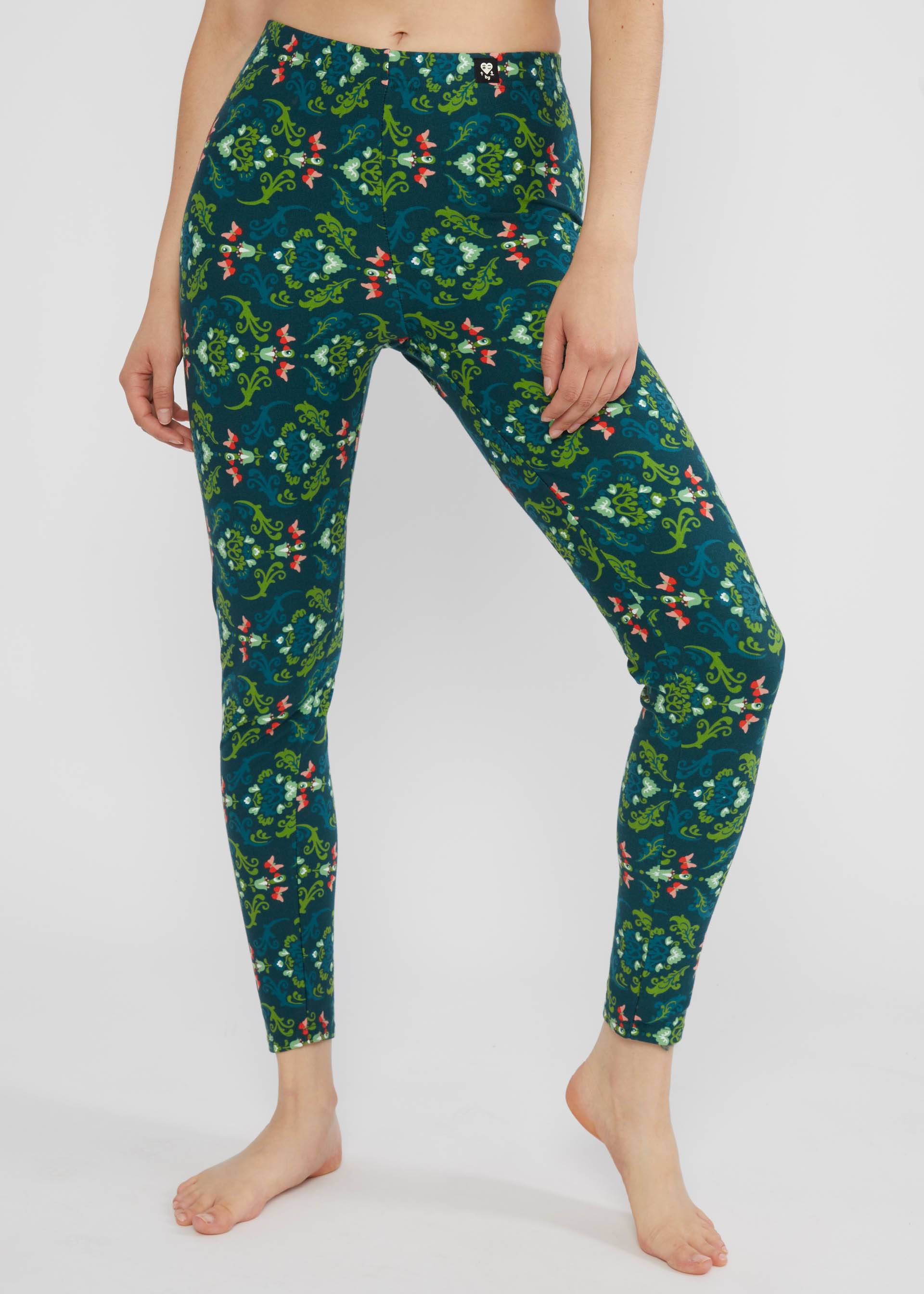 Thermo leggings Totally Thermo extra warm, daydreaming flower, Leggings, Green