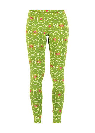 Cotton Leggings a walk in the park, flowery willow, Trousers, Green