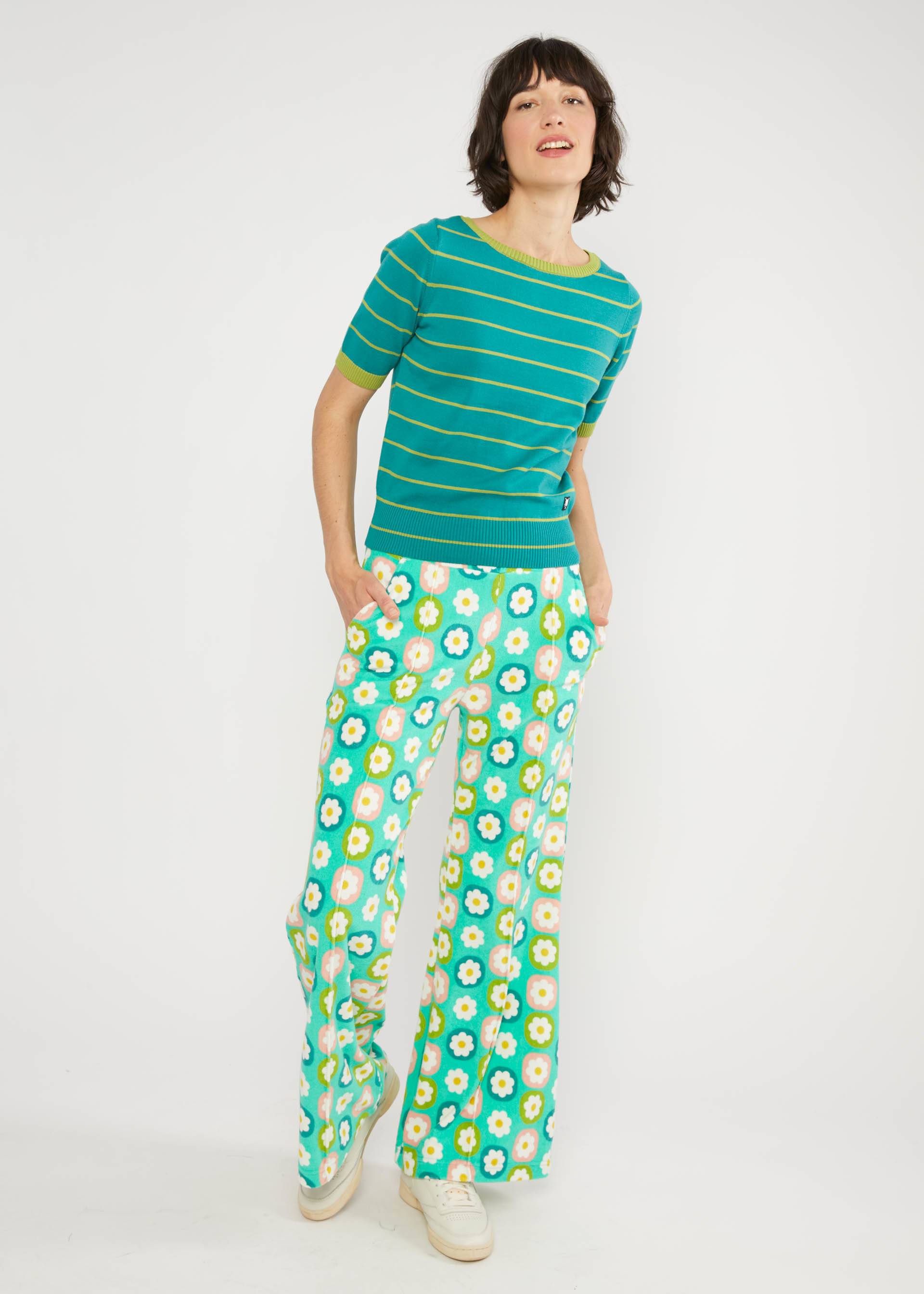 Slacks Bell Bottom Beauty, fresh spring blossom, Trousers, Green