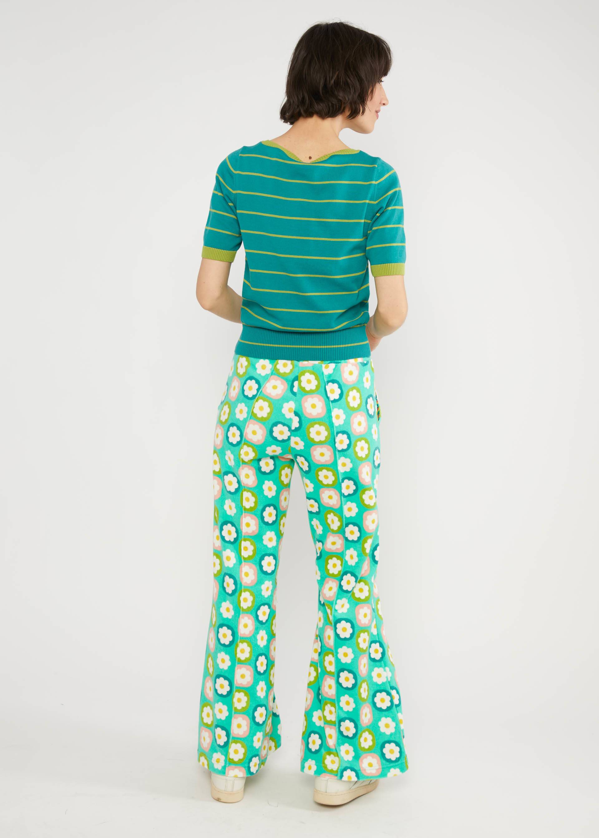 Slacks Bell Bottom Beauty, fresh spring blossom, Trousers, Green