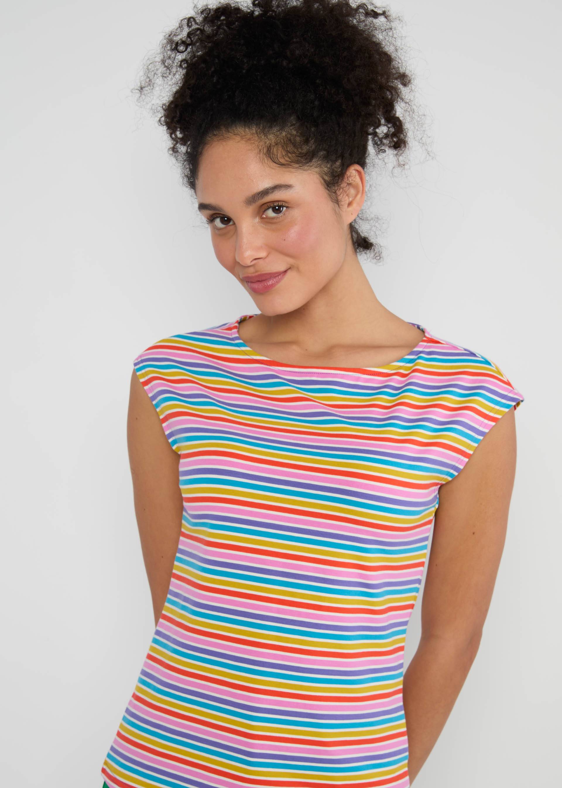 Top Boxy Babe, coral rainbow stripes, Shirts, Lila