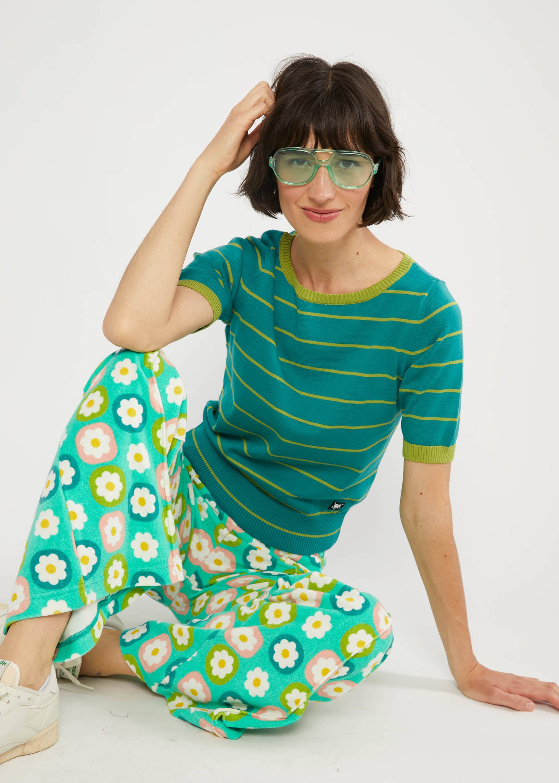 Strickpullover Pretty Preppy, green jade ribbons stripes, Strickpullover, Grün