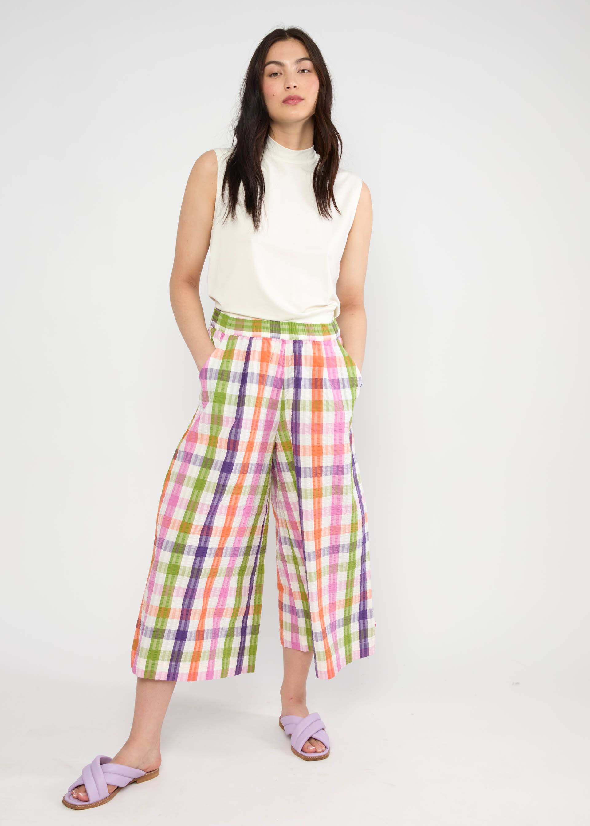 Summer Pants Style Traveller, happy color vichy, Trousers, Blue