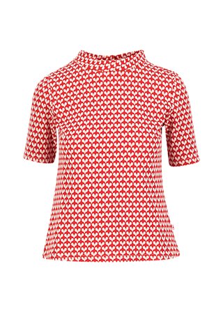 Top Tiny Sixties Crew, sweet red hearts, Tops, Red
