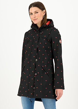Soft Shell Jacket wild weather long anorak, ladybug friends, Jackets & Coats, Black