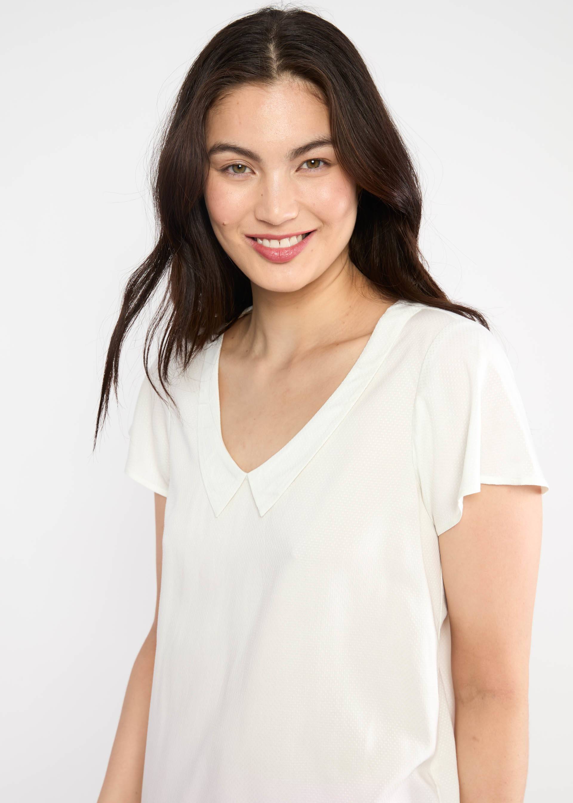 Sommerbluse Feed the Birds, budgie feather white, Blusen & Tuniken, Weiß