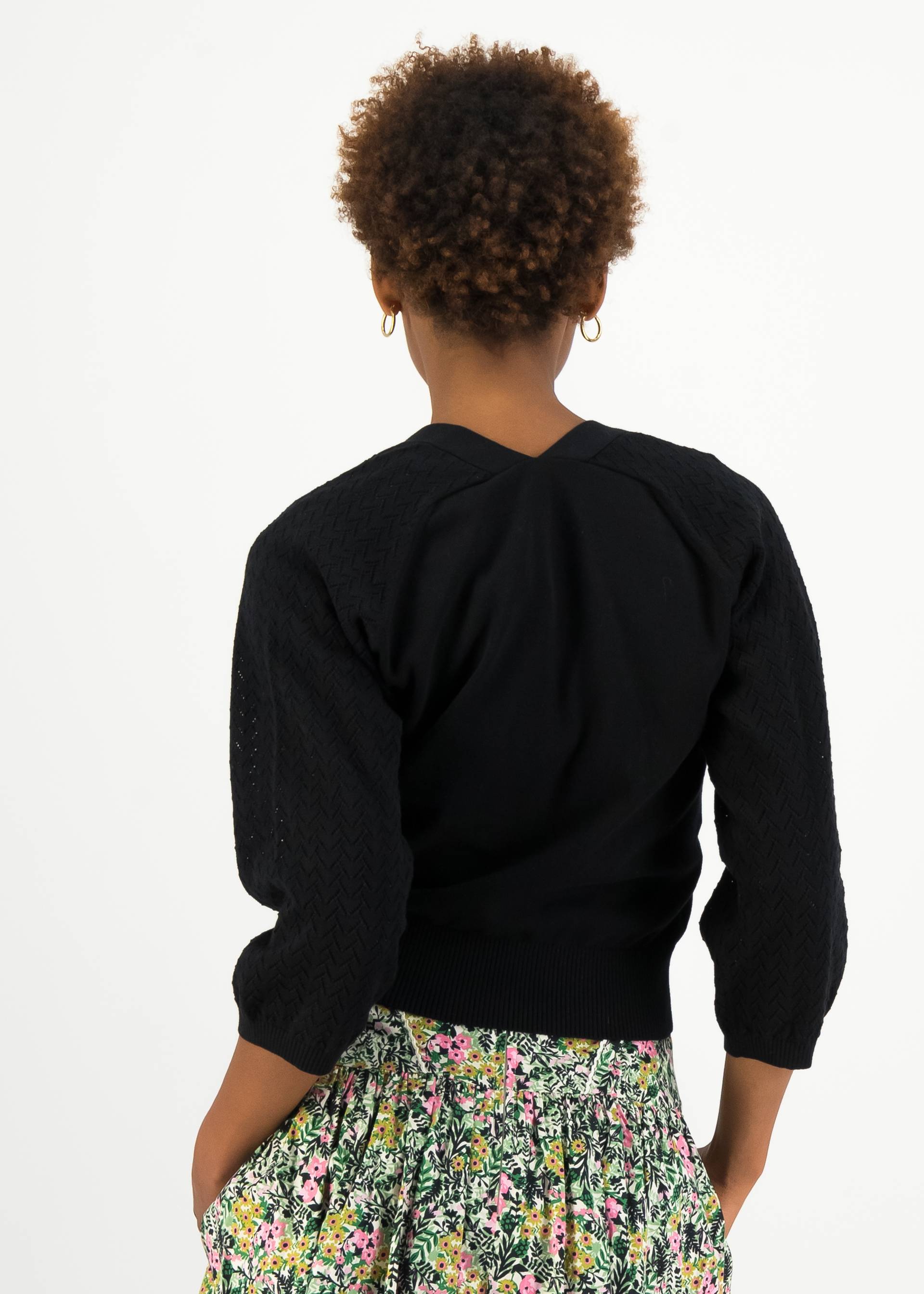 Cardigan Warm up Wrap, noir heart dots, Cardigans, Schwarz