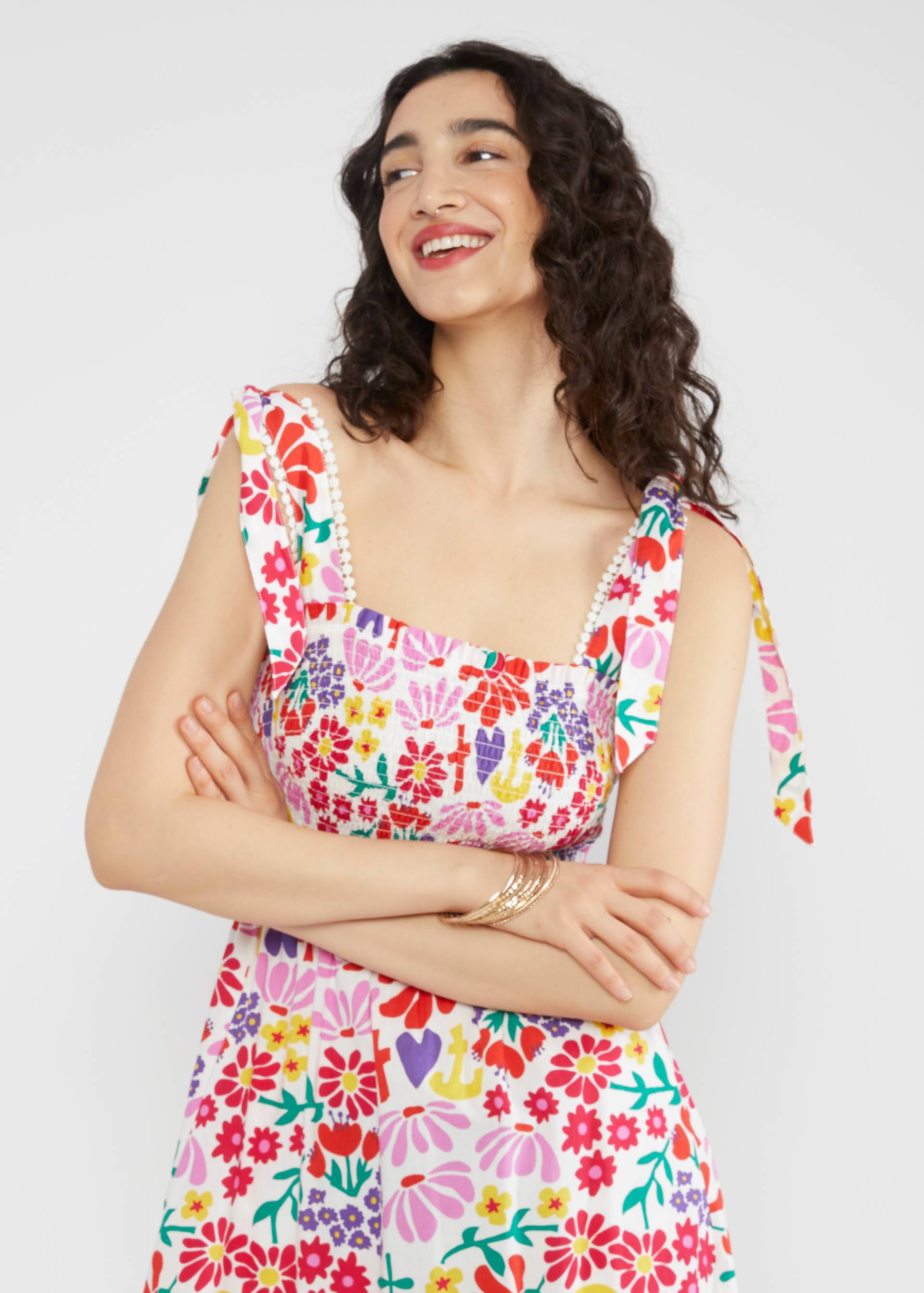 Midikleid Flowerchild, flower market, Kleider, Weiß