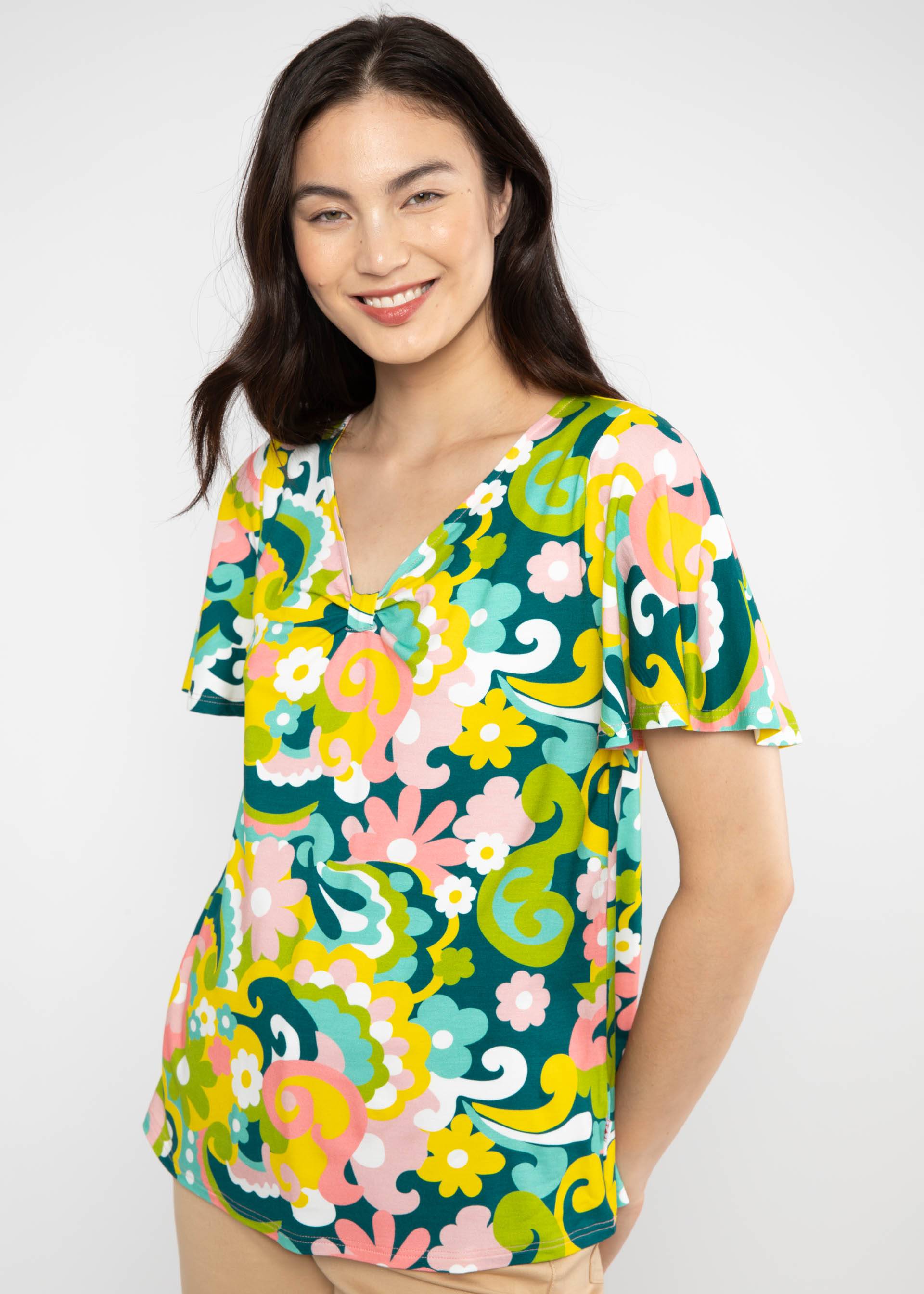 Top Graceful Belle Air, swaying flowers, Tops, Yellow