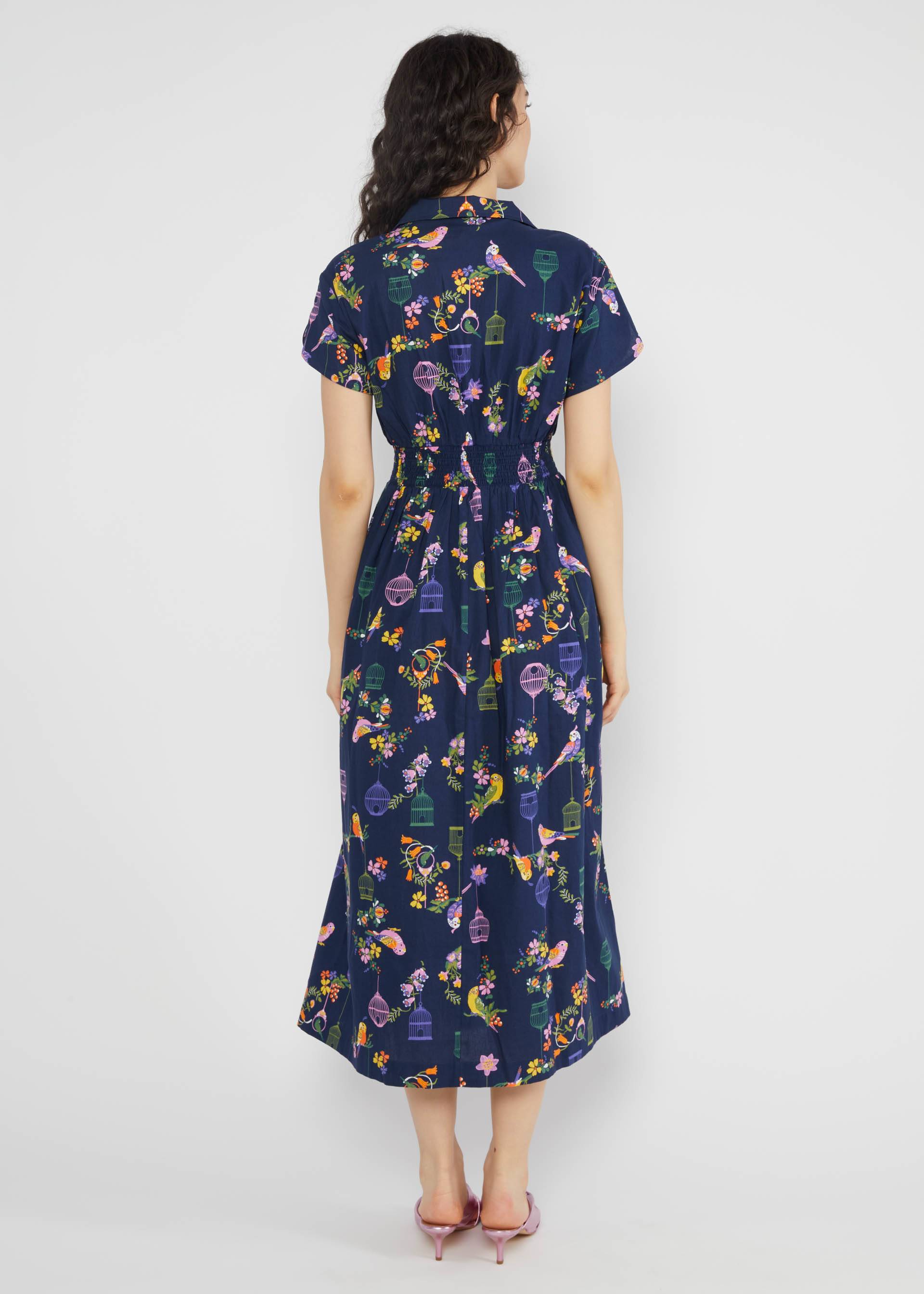 Midi Dress Grand Opening, multicolor budgie, Dresses, Blue