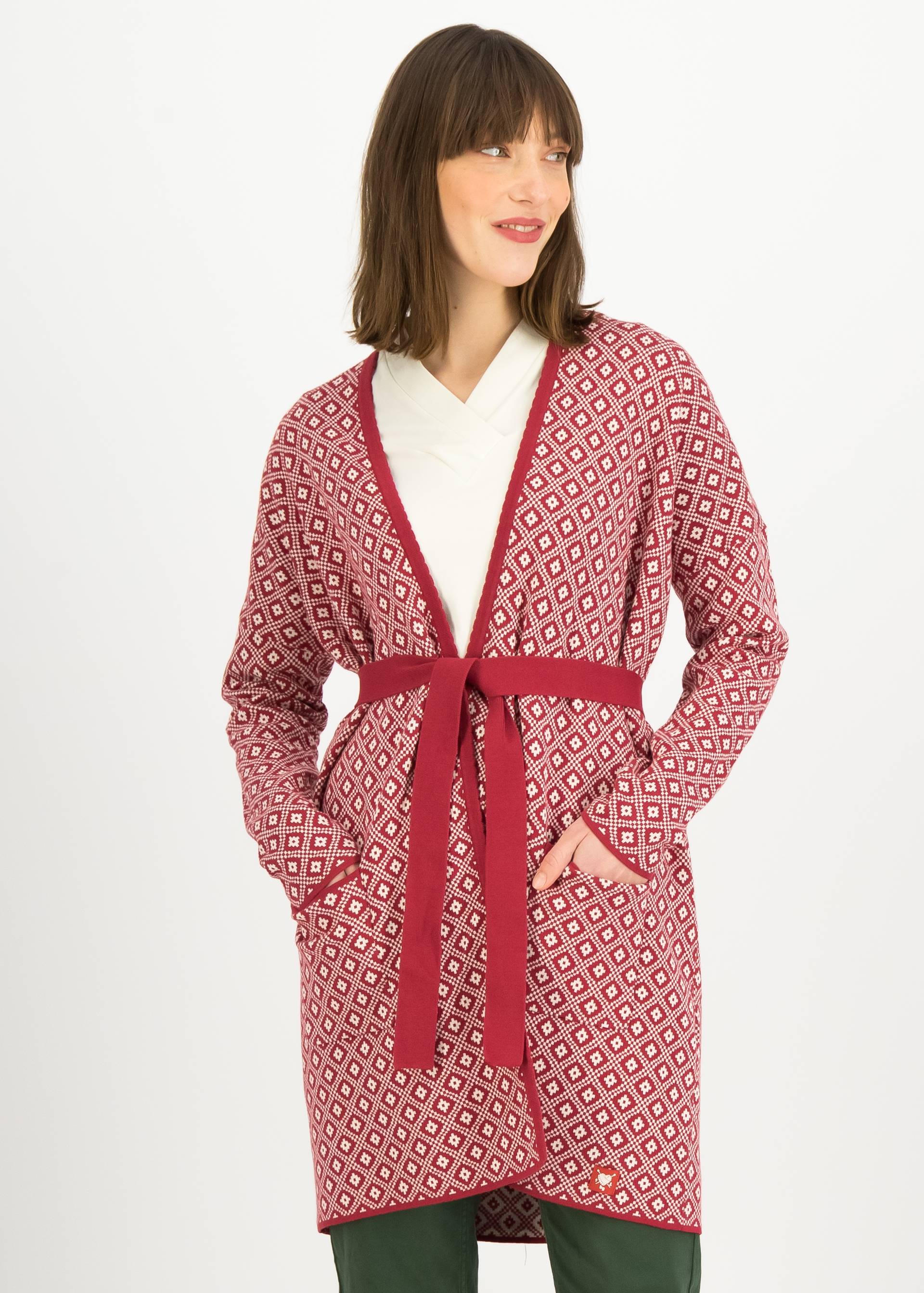 Lange Strickjacke Rendez-vous with Myself, baies de la foret, Strickpullover & Cardigans, Rot