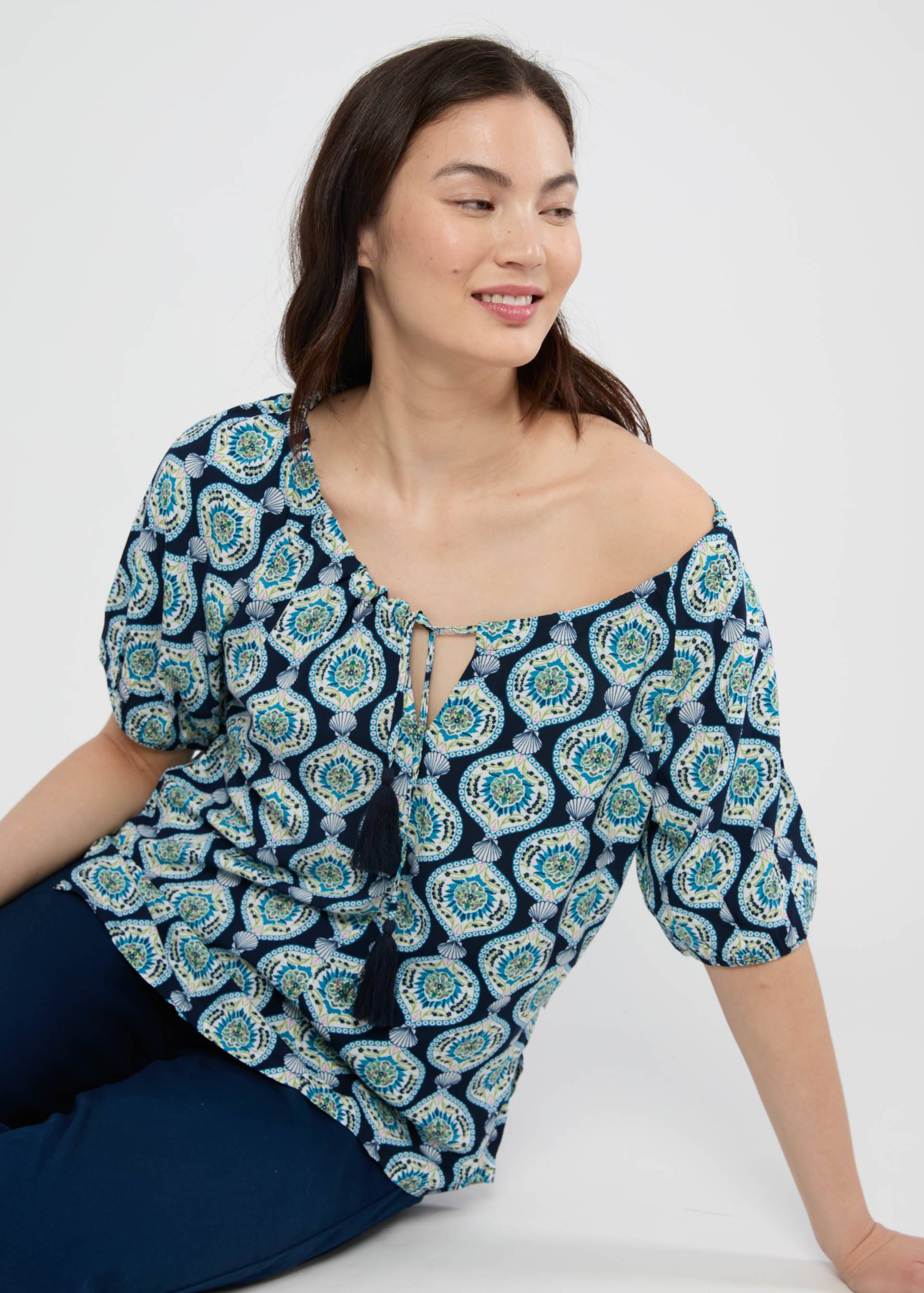 Sommerbluse Magic Maiden, romantic shell mosaic, Shirts, Blau