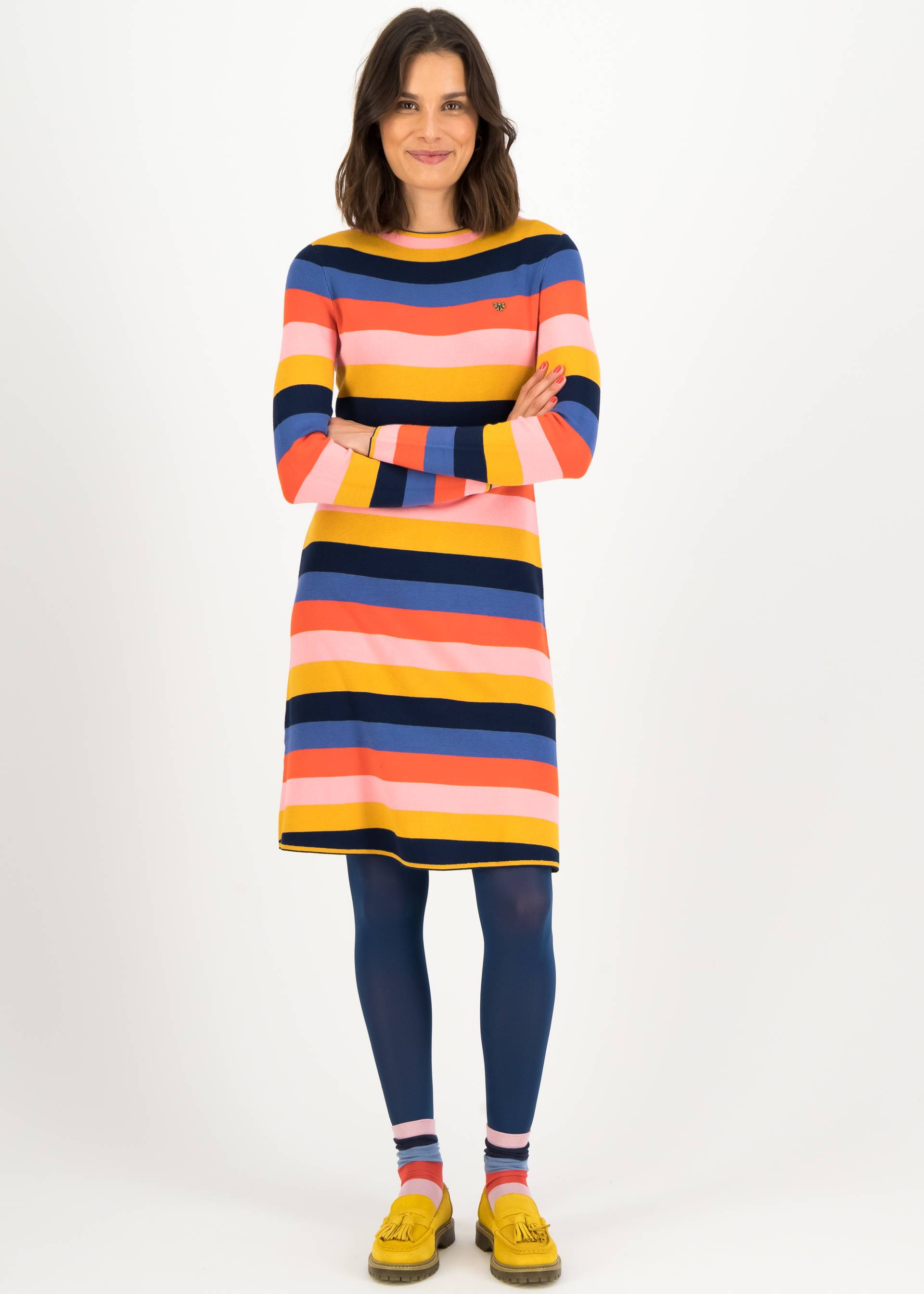 Strickkleid rainbow party, happy stripes, Kleider, Rot