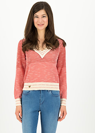 Knitted Jumper savoir vivre, sporty red white, Knitted Jumpers & Cardigans, Red