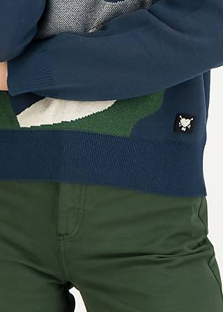 Strickpullover Cosy Storyteller, escape into the mountains, Strickpullover, Blau