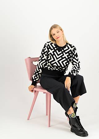 Strickpullover Cosy Storyteller, shape of lines , Strickpullover, Schwarz