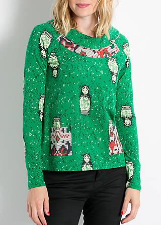 Longsleeve tafelsilber kasack, babushka broidery, Shirts, Grün