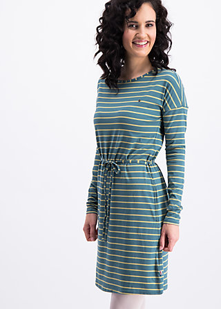 logo stripes longsleeve dress, water line, Dresses, Turquoise