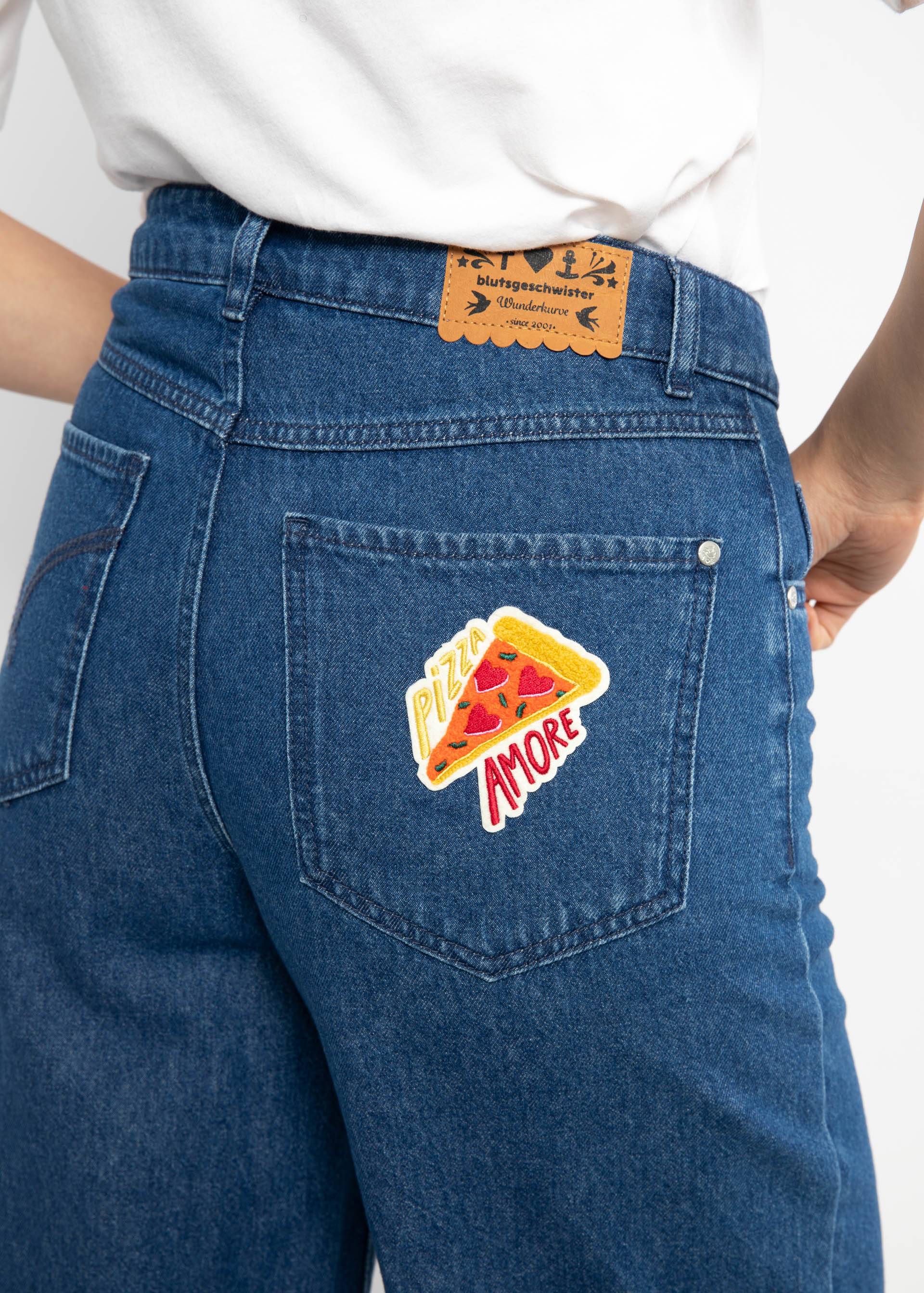 Jeanshose Lene Lou, ocean indigo denim embroidery, Hosen, Blau