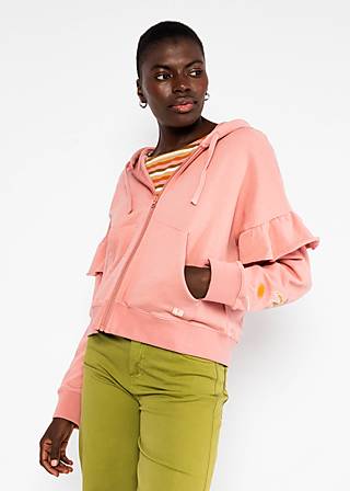 Zip-up Hoodie Ruffle Rebel, happy beach palms pink, Sweatshirts & Hoodies, Pink