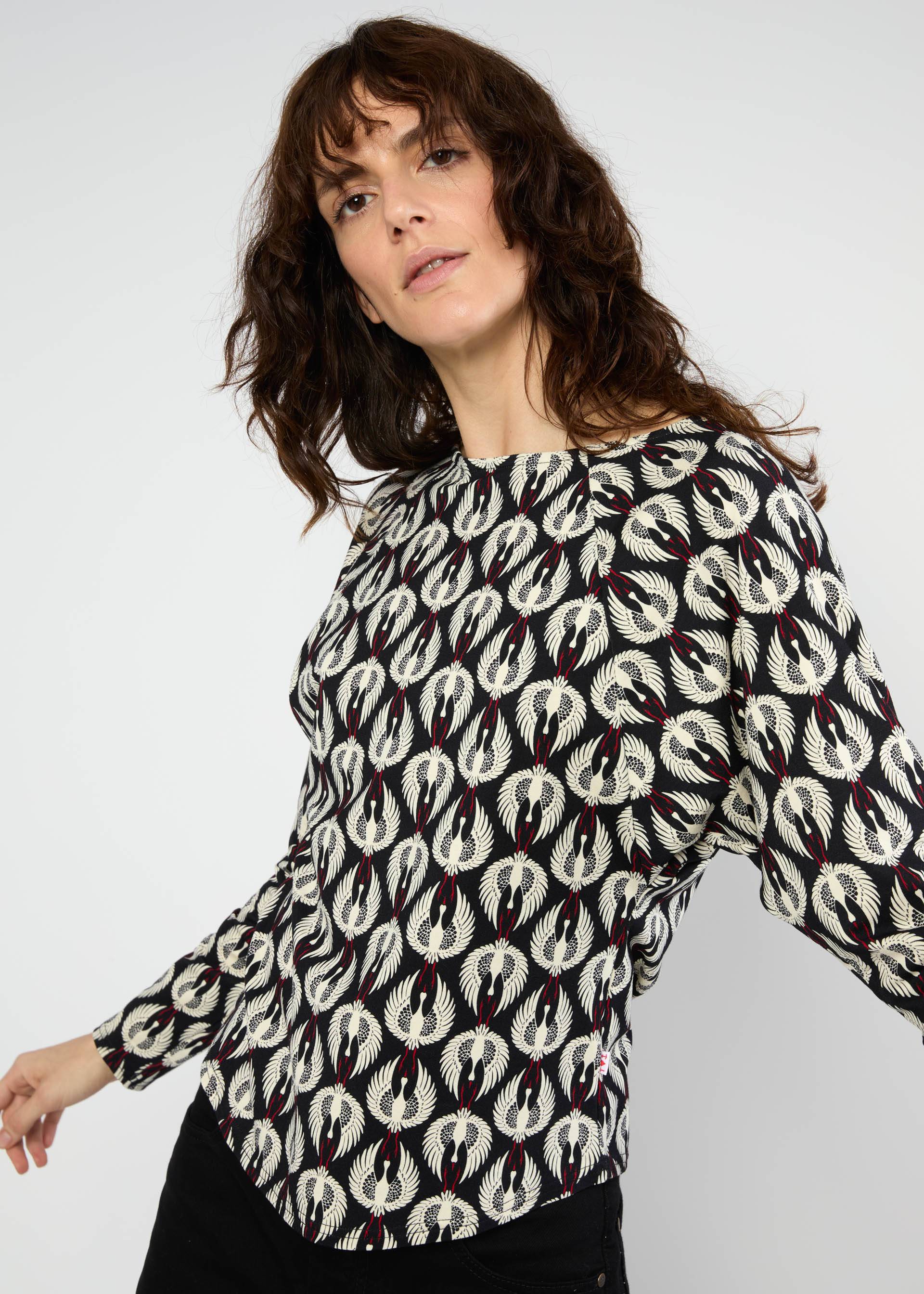 Jersey Top Autumns Wings, crane covey, Tops, Black