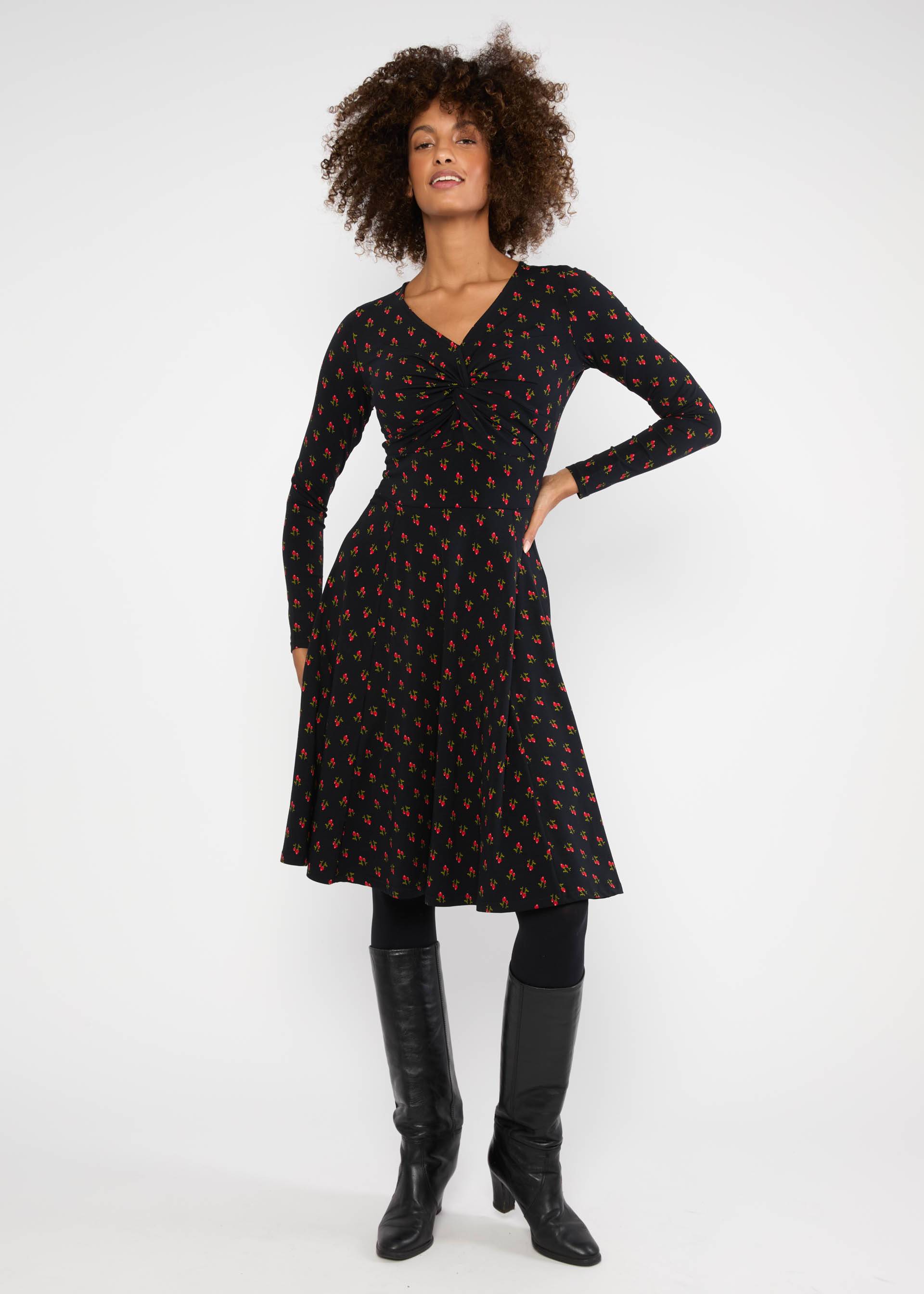 Jerseykleid Hot Knot, red rosehip, Kleider, Schwarz