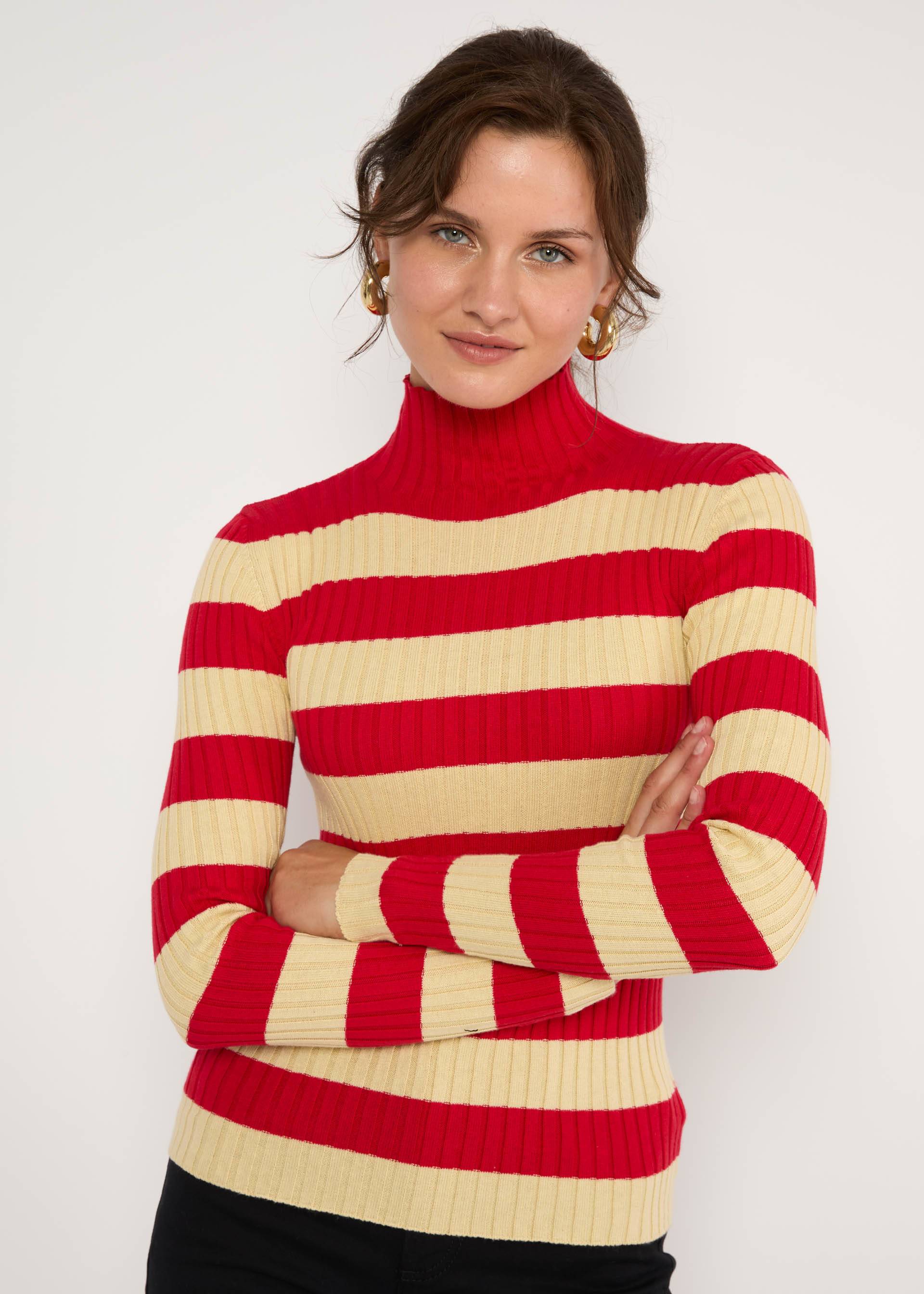 Rollkragenpullover Jazz & Chill Out, stripe of desire red, Strickpullover, Rot