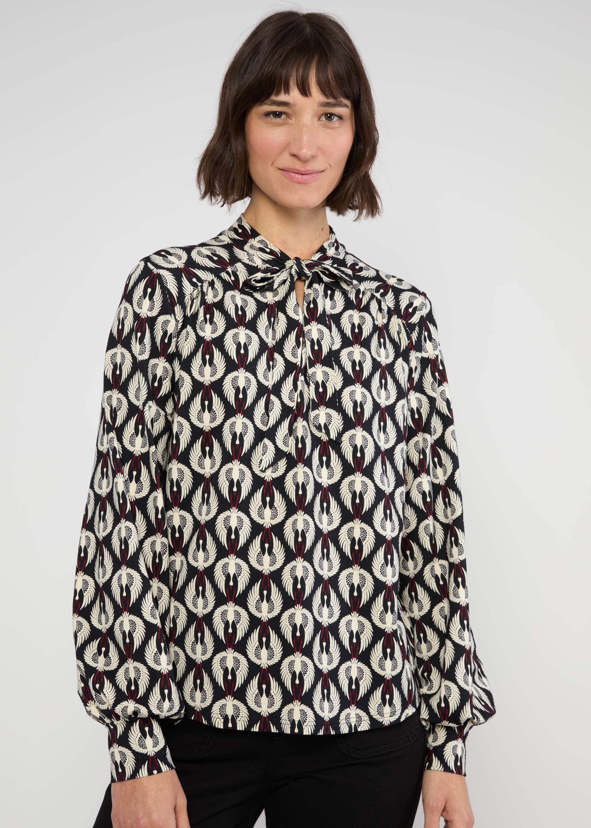 Tie Neck Blouse L'Odelette pour Helma, crane covey, Blouses & Tunics, Black