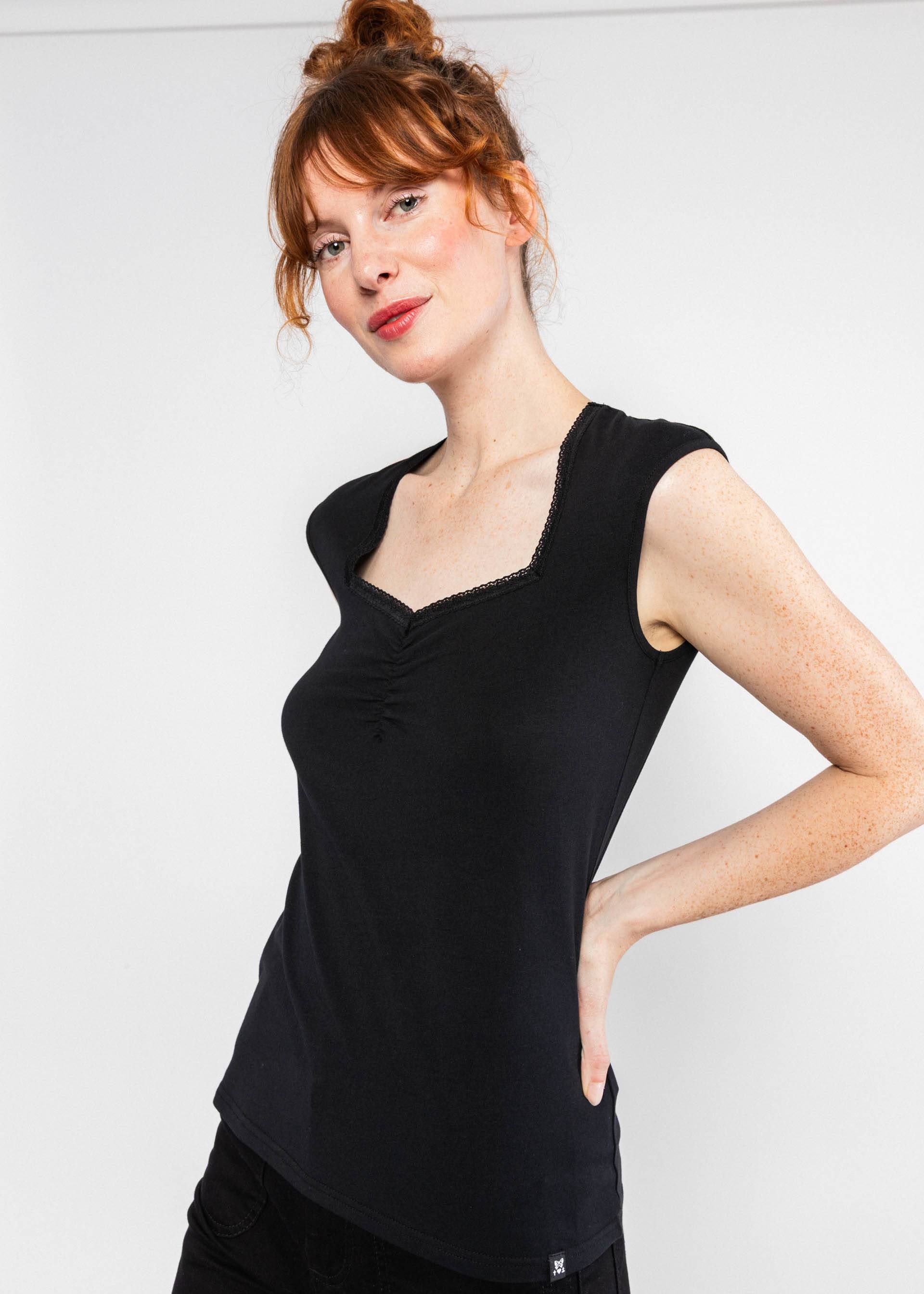 Sleeveless Top Let Romance Rule, black and strong, Tops, Black