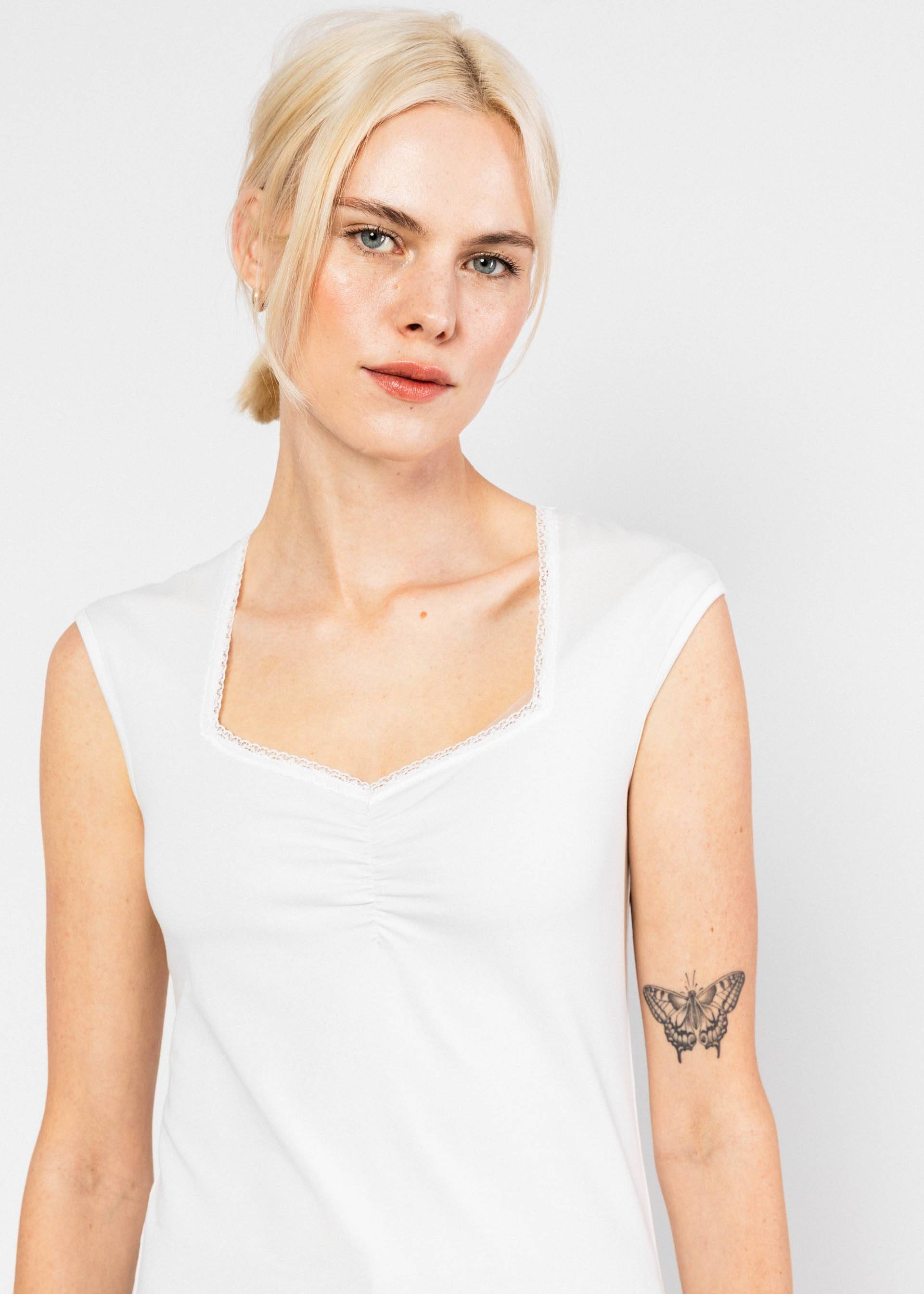 Sleeveless Top Let Romance Rule, blanc white, Tops, White